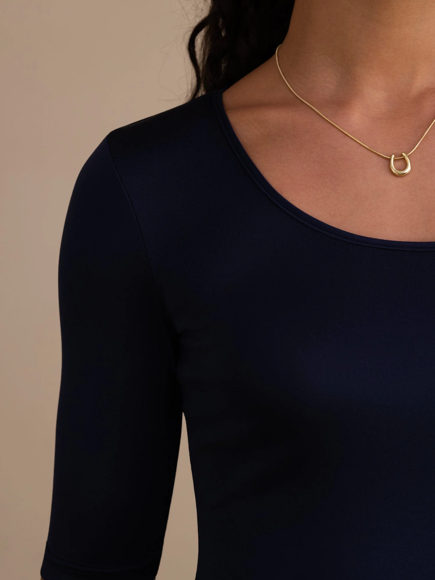 Haut Femme En Soie Manches Mi Longues Col Rond - Image 24