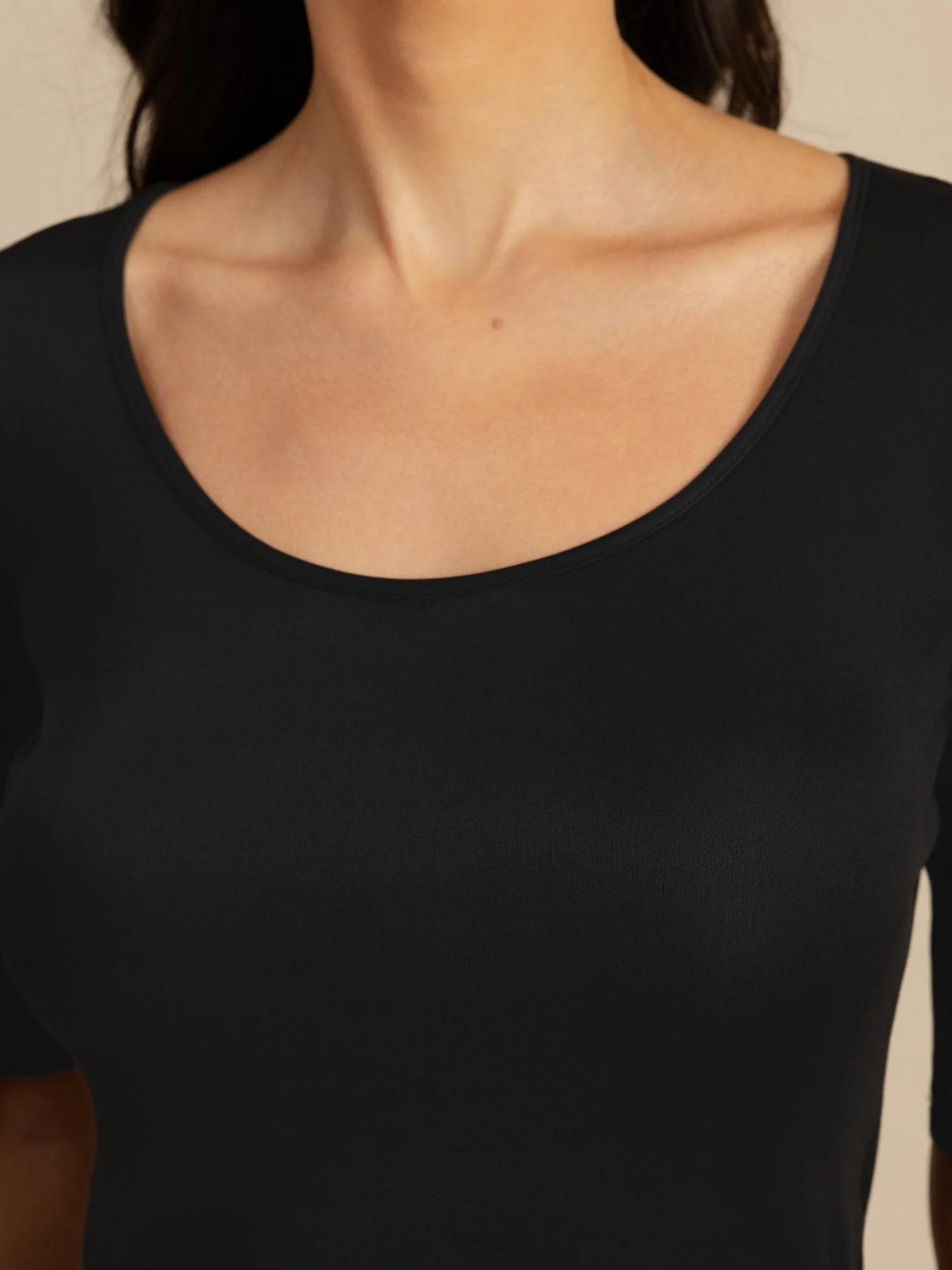 Haut Femme En Soie Manches Mi Longues Col Rond - Image 6