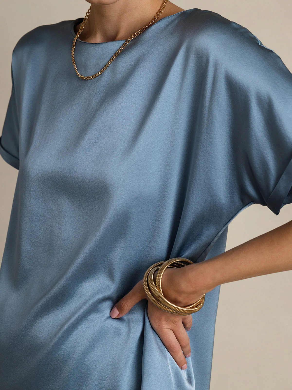 19Momme T-shirt à manches courtes décontracté en soie classique - Image 27