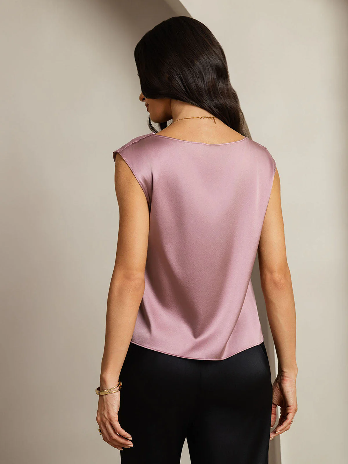 19Momme Soie Col Bateau Cap Manches Blouse - Image 25