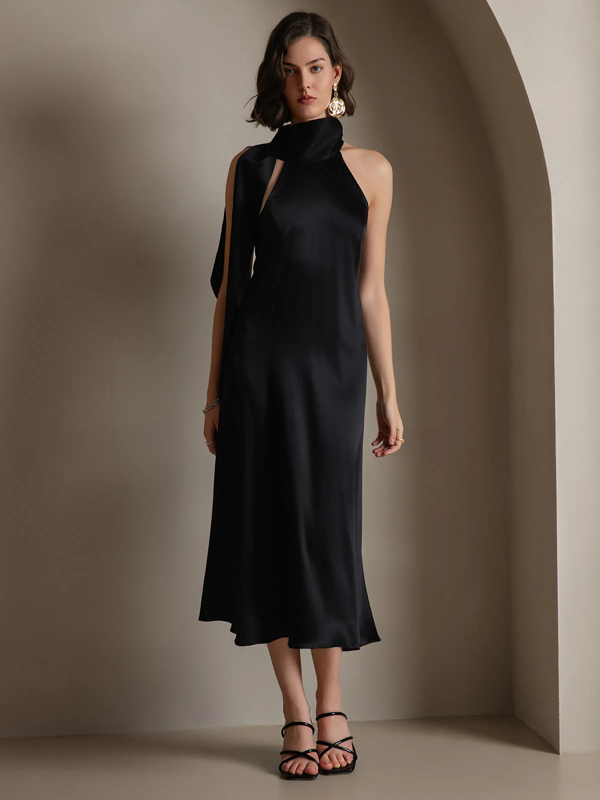 19Momme Soie Nouer Col Robe - Image 14