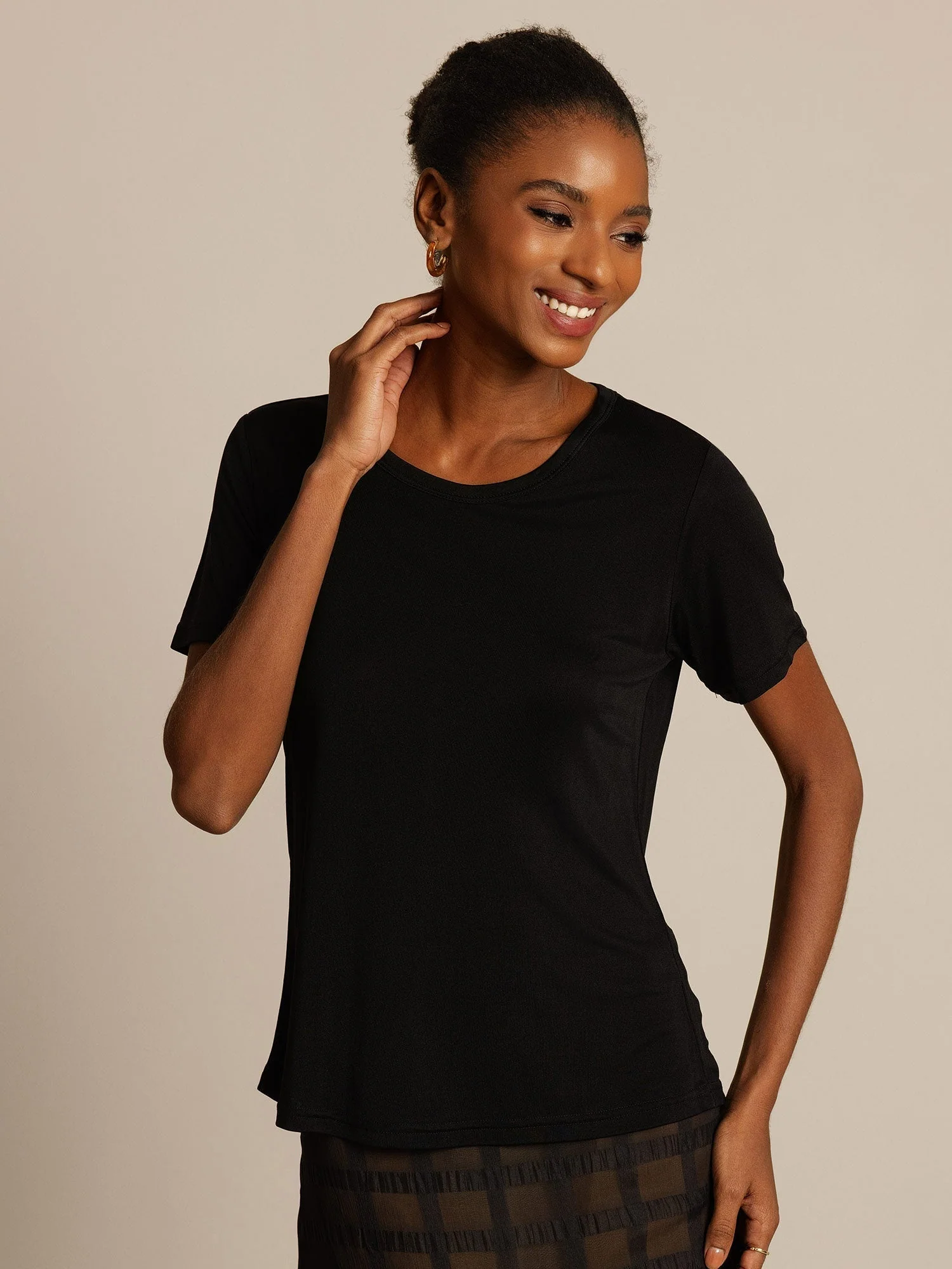 T-Shirt à Manches Courtes en Pure Soie pour Femmes - Image 18