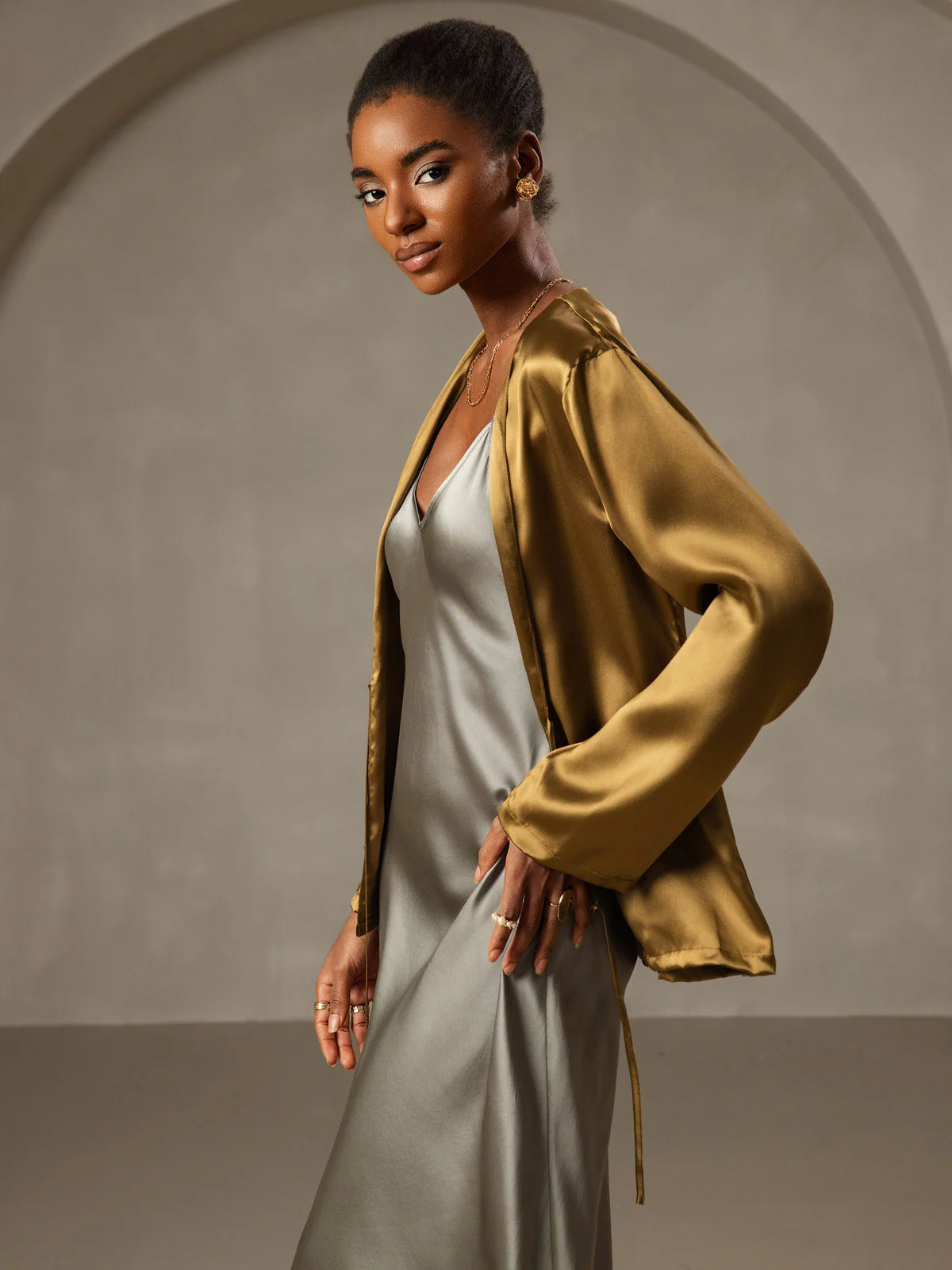 100% Soie de Mûrier Robe Longue Midi à Bretelles Spaghettis - Image 32