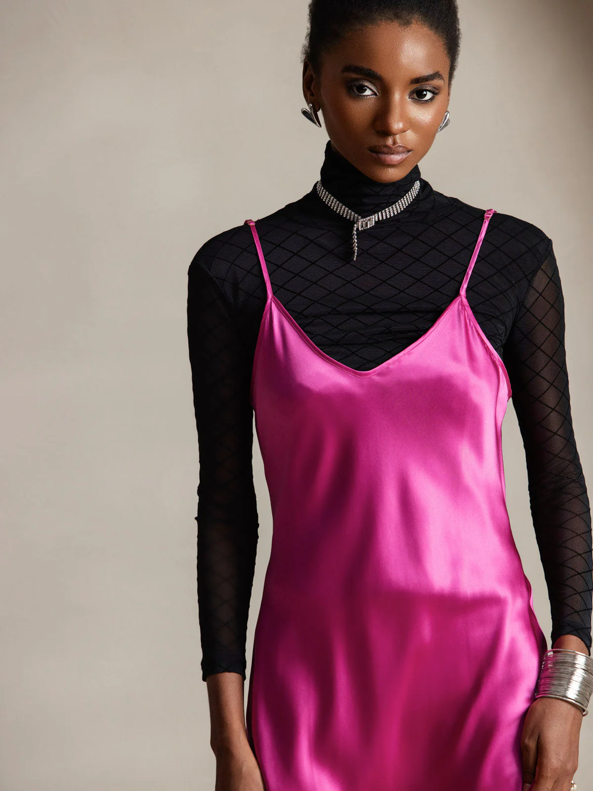 100% Soie de Mûrier Robe Longue Midi à Bretelles Spaghettis - Image 83