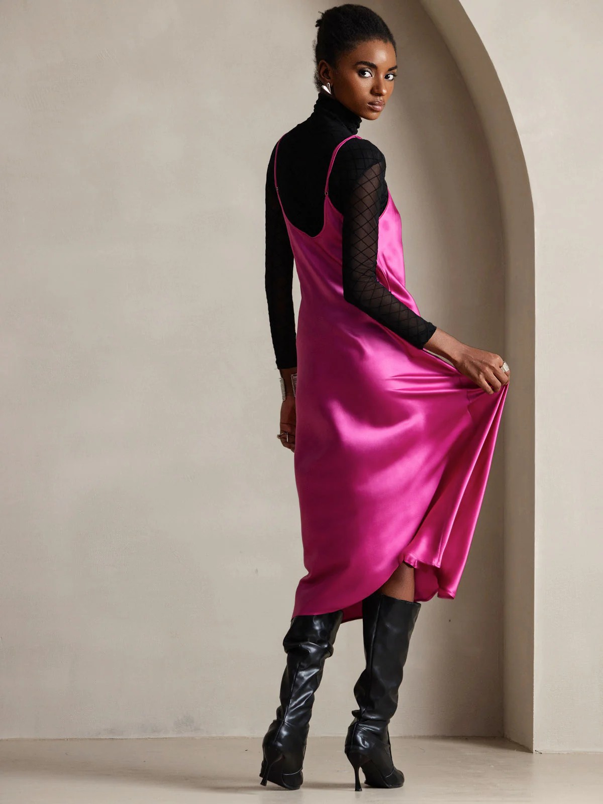 Robe Longue en Soie Pure avec Bretelles Spaghetti - Image 66