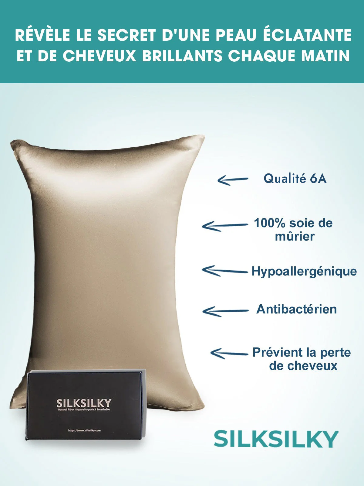 Taie d'oreiller Pure Soie - Fermeture à glissière cachée(Achetez 3, Obtenez 1 Gratuit ) - Image 52