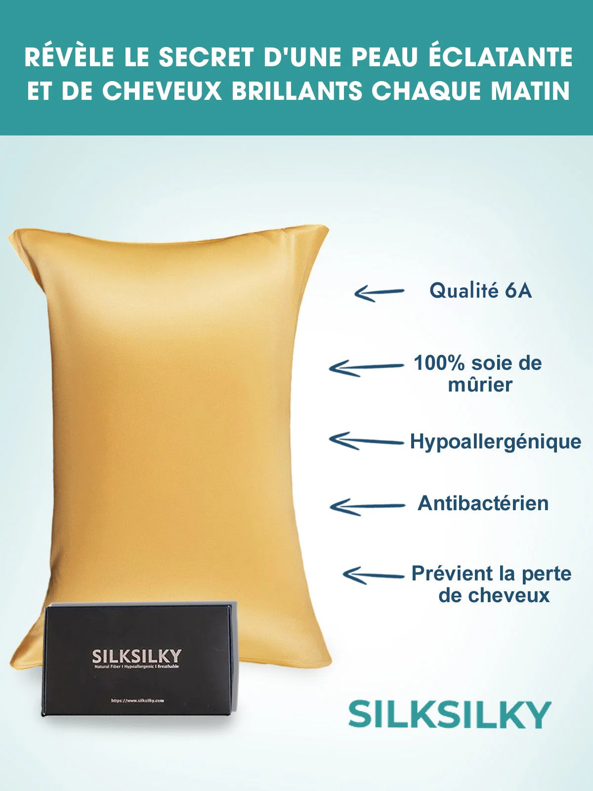 Taie d'oreiller Pure Soie - Fermeture à glissière cachée(Achetez 3, Obtenez 1 Gratuit ) - Image 59