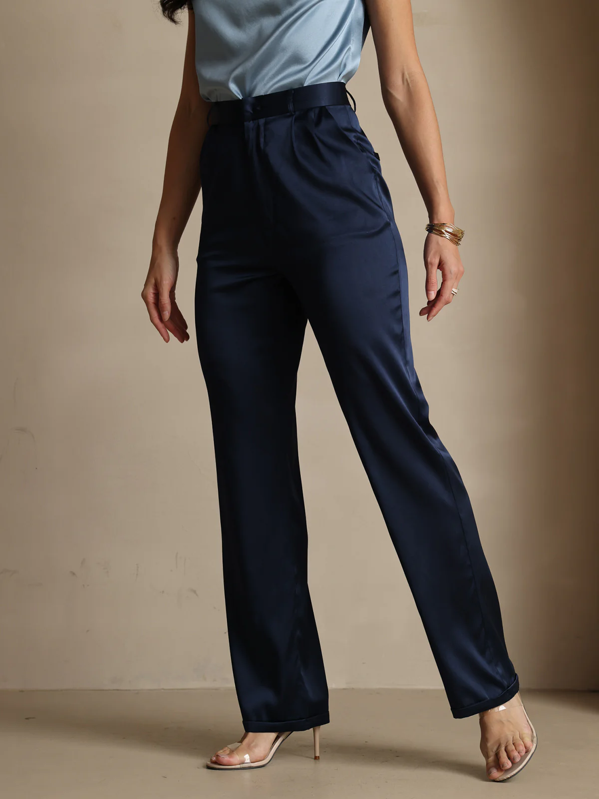 19Momme Pantalons de costume en soie classiques intemporels droits - Image 11