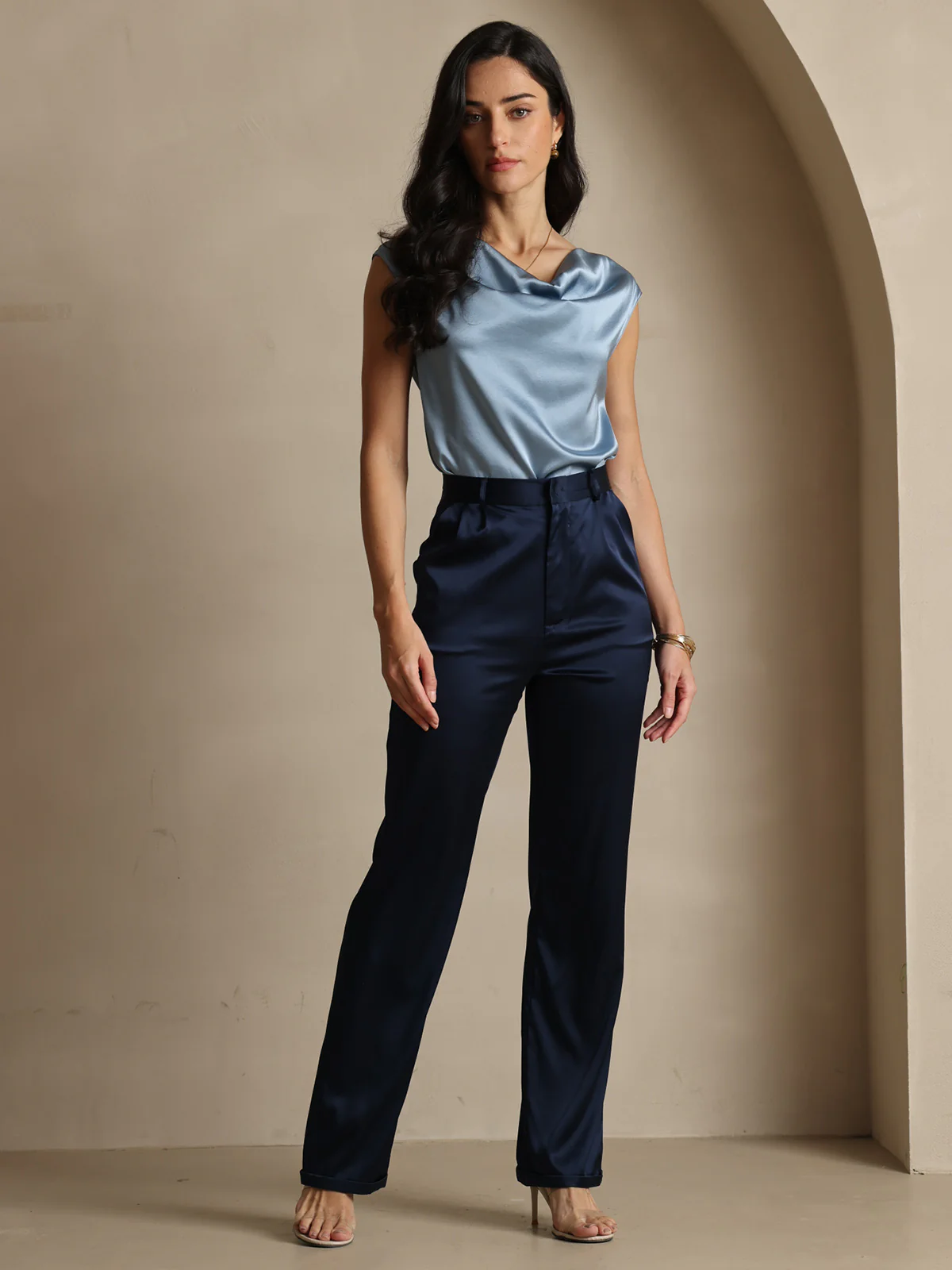 19Momme Pantalons de costume en soie classiques intemporels droits - Image 13