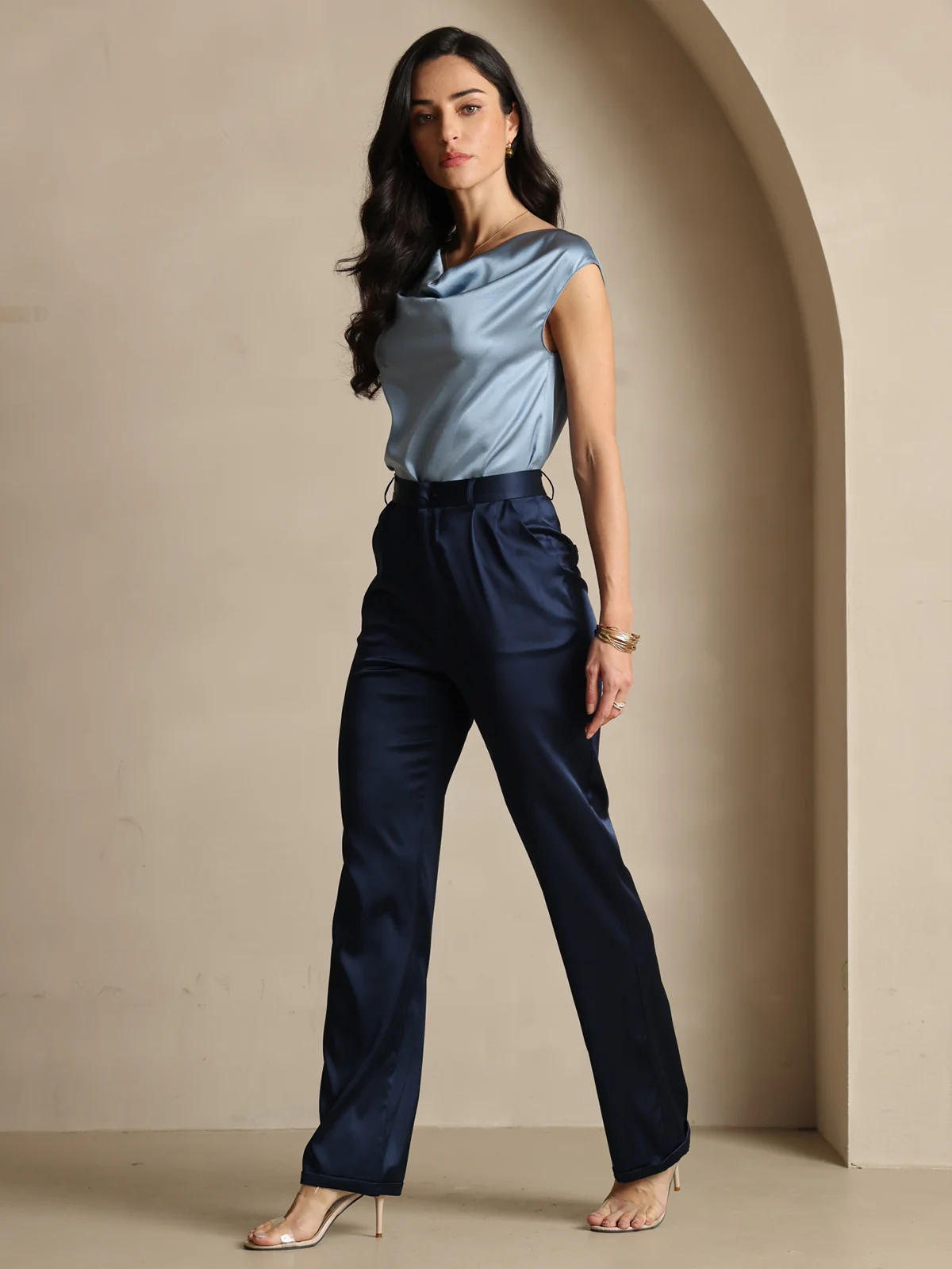 19Momme Pantalons de costume en soie classiques intemporels droits - Image 15