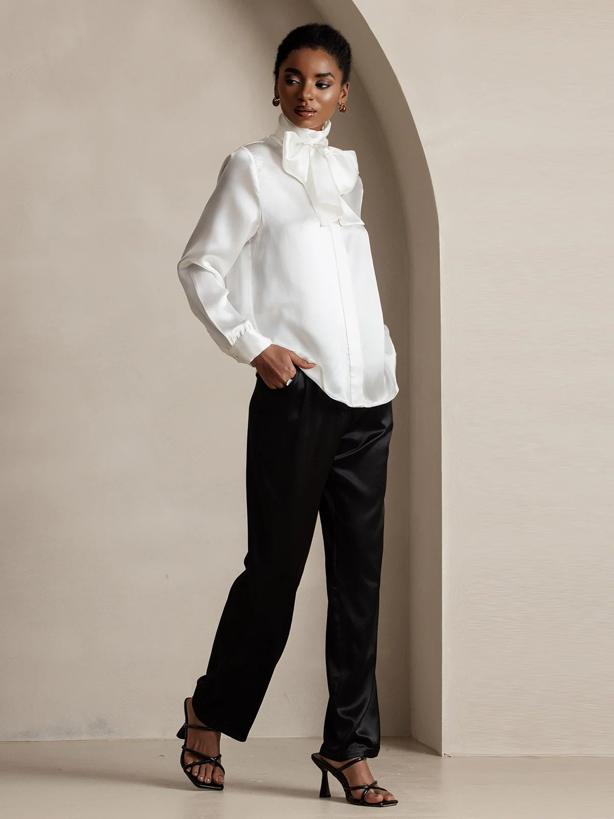19Momme Pantalons de costume en soie classiques intemporels droits - Image 6