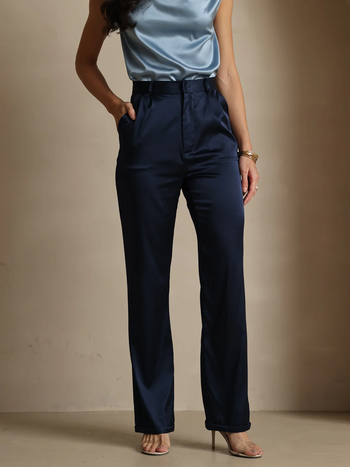 19Momme Pantalons de costume en soie classiques intemporels droits - Image 8