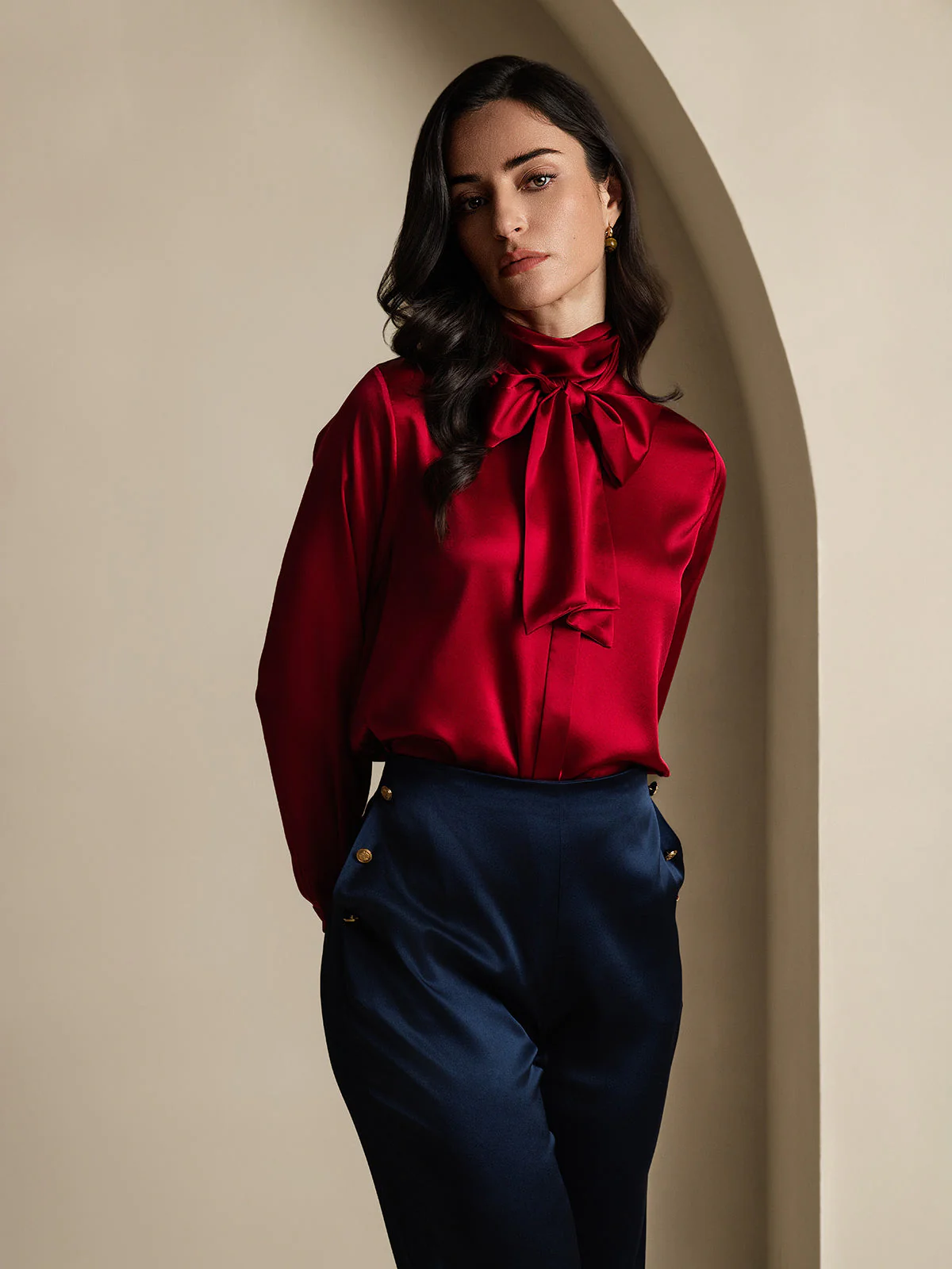 19Momme Soie Ajusté Bouton Poches Costume Pantalon - Image 17
