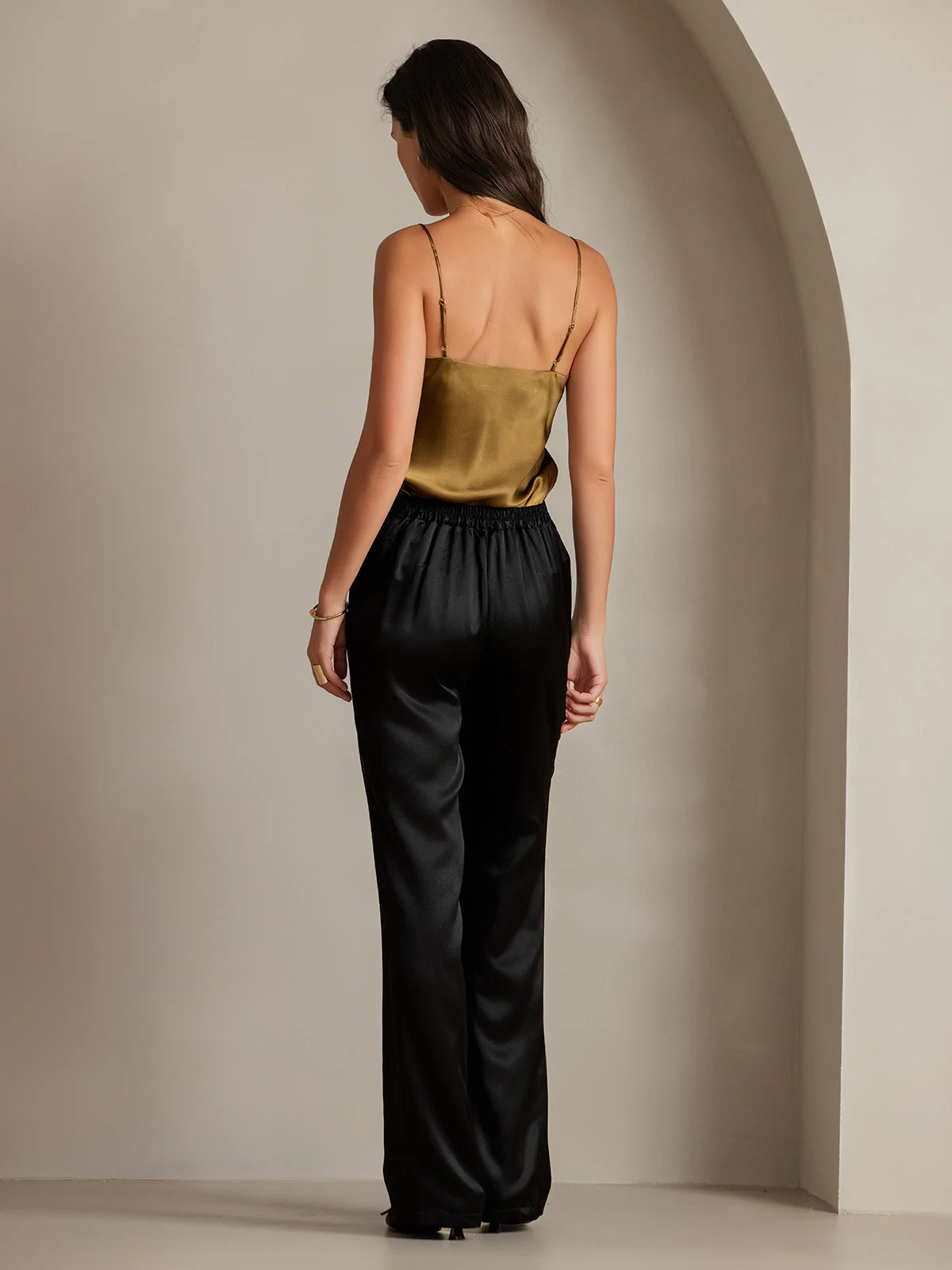 19Momme Soie Ajusté Bouton Poches Costume Pantalon - Image 2