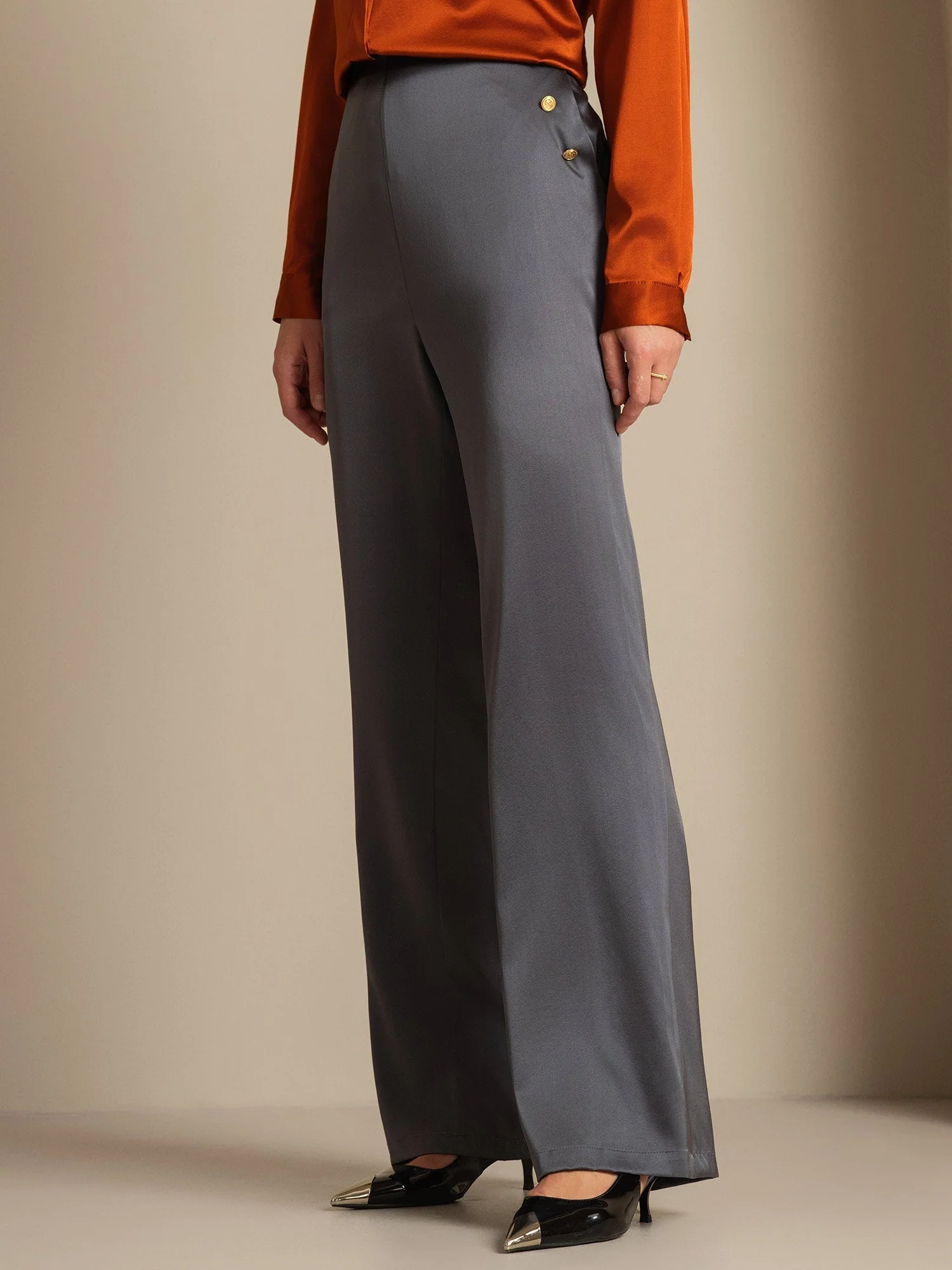 19Momme Soie Ajusté Bouton Poches Costume Pantalon - Image 22