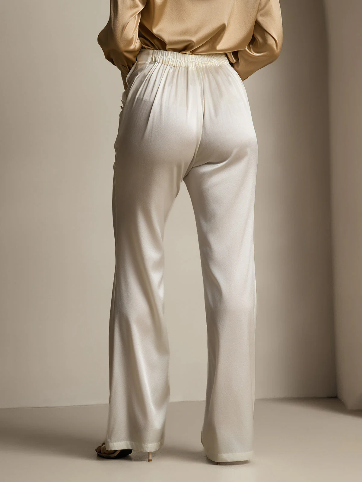 19Momme Soie Ajusté Bouton Poches Costume Pantalon - Image 27