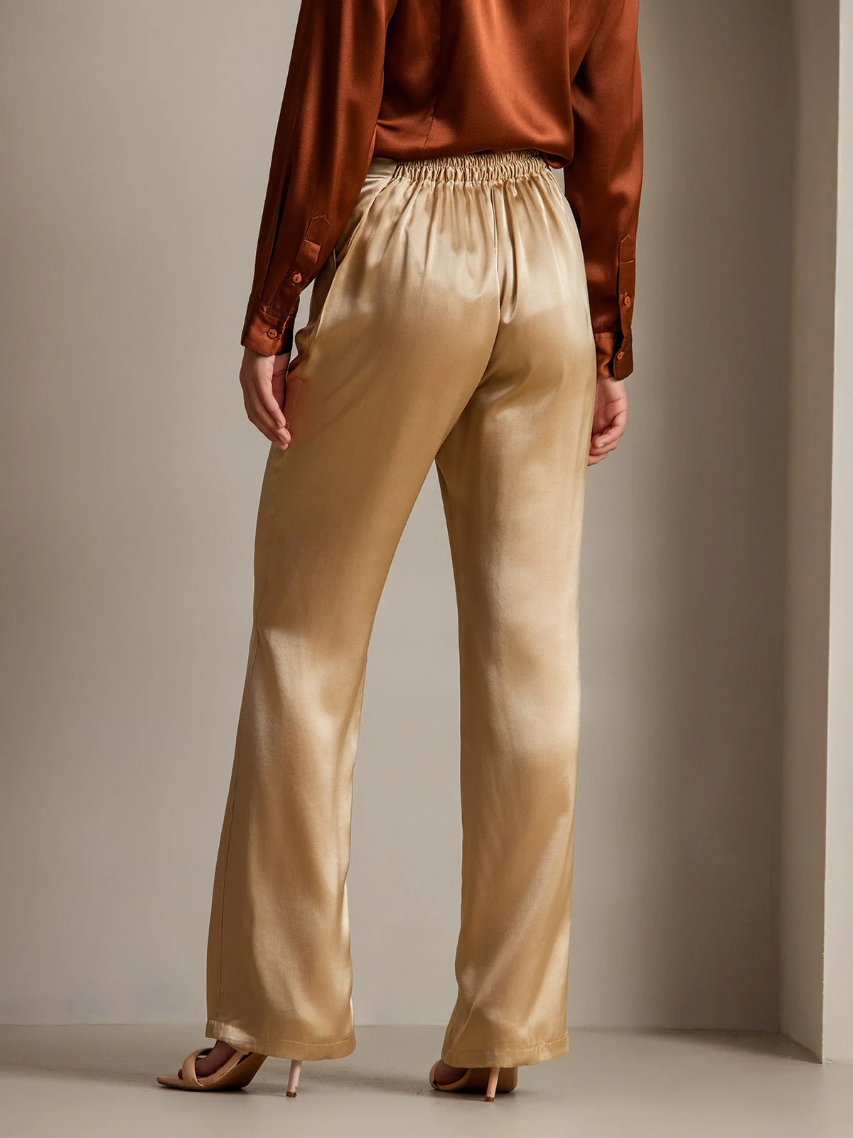 19Momme Soie Ajusté Bouton Poches Costume Pantalon - Image 36
