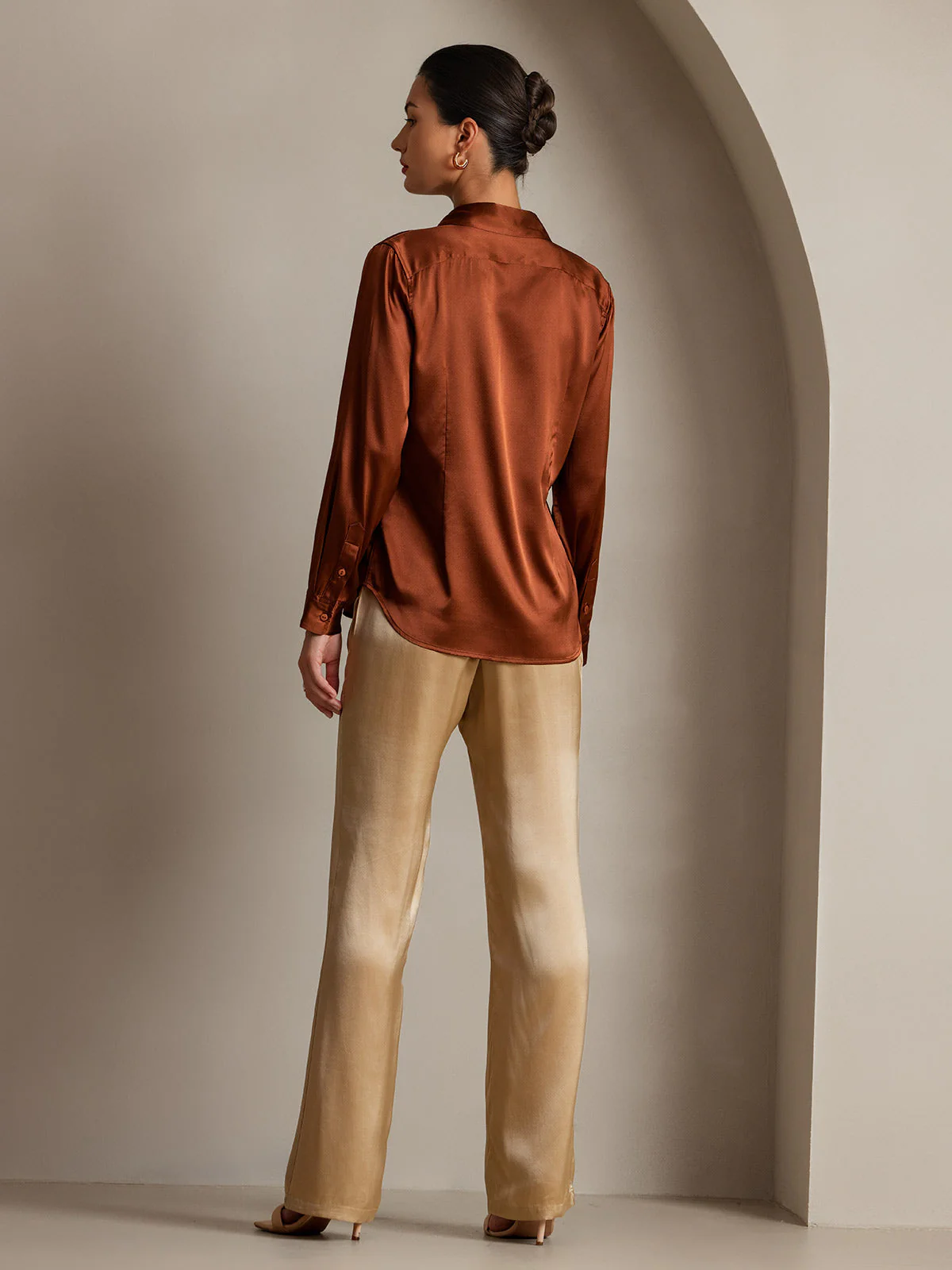 19Momme Soie Ajusté Bouton Poches Costume Pantalon - Image 38