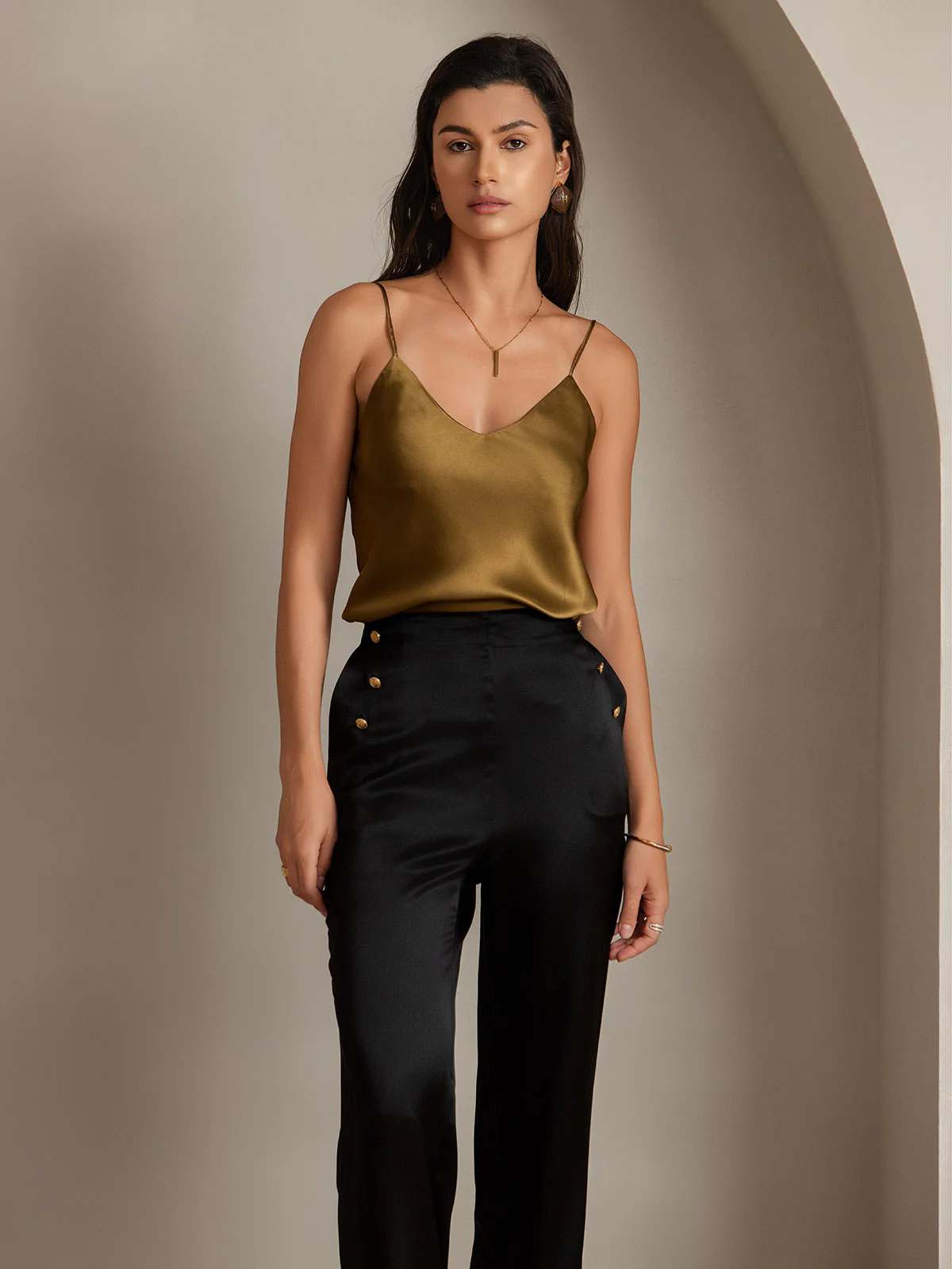 19Momme Soie Ajusté Bouton Poches Costume Pantalon - Image 6