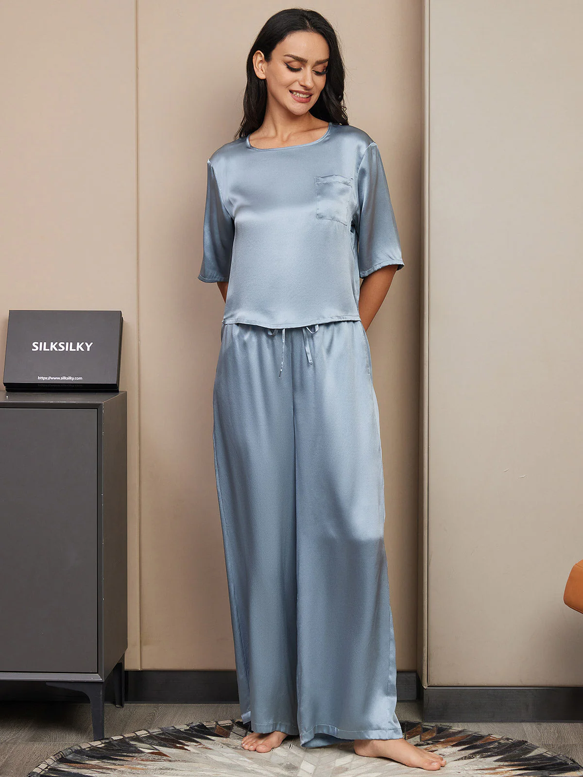 Femme Pyjamas Pure Soie Manches longues - Image 11