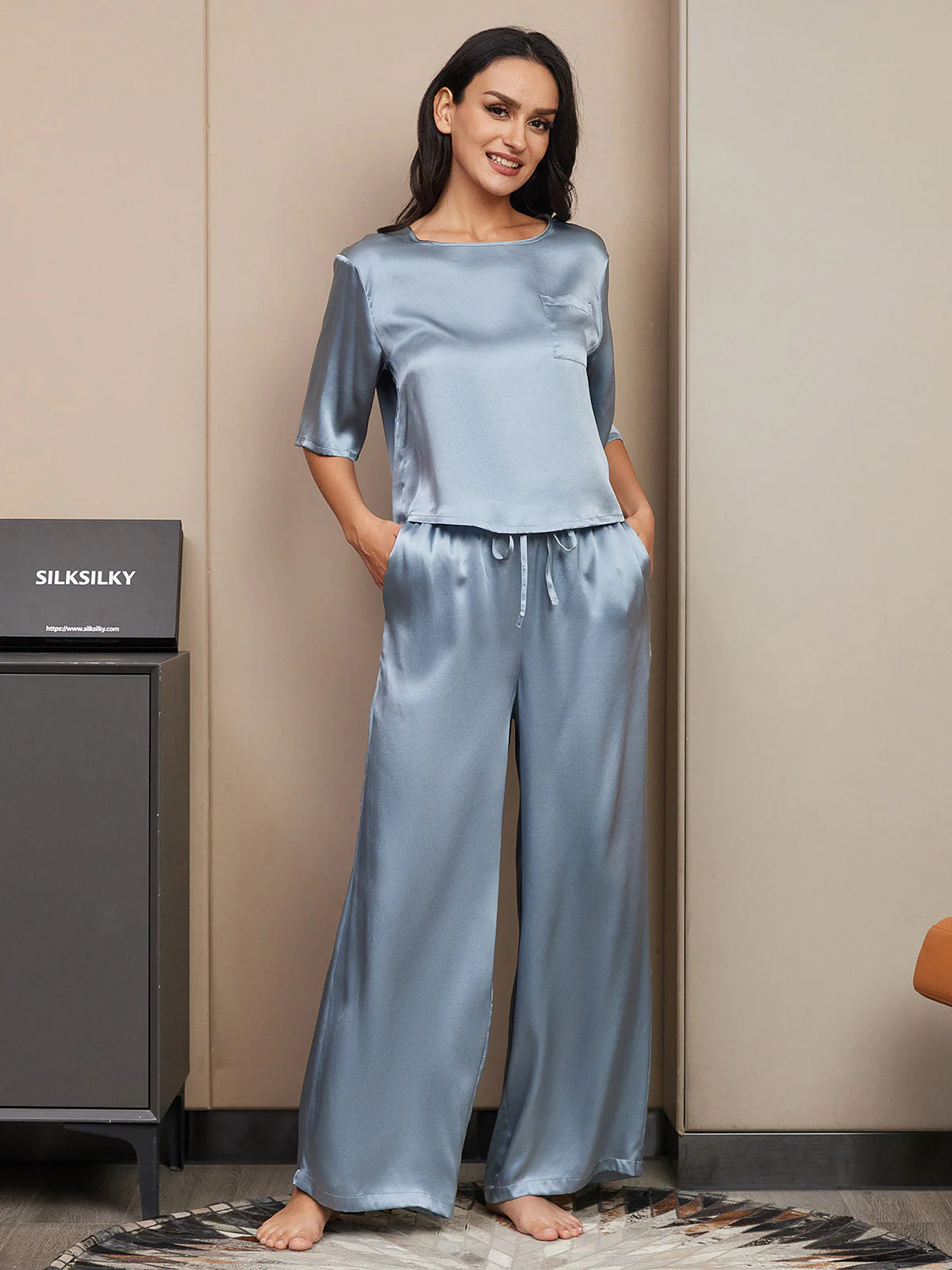Femme Pyjamas Pure Soie Manches longues - Image 12