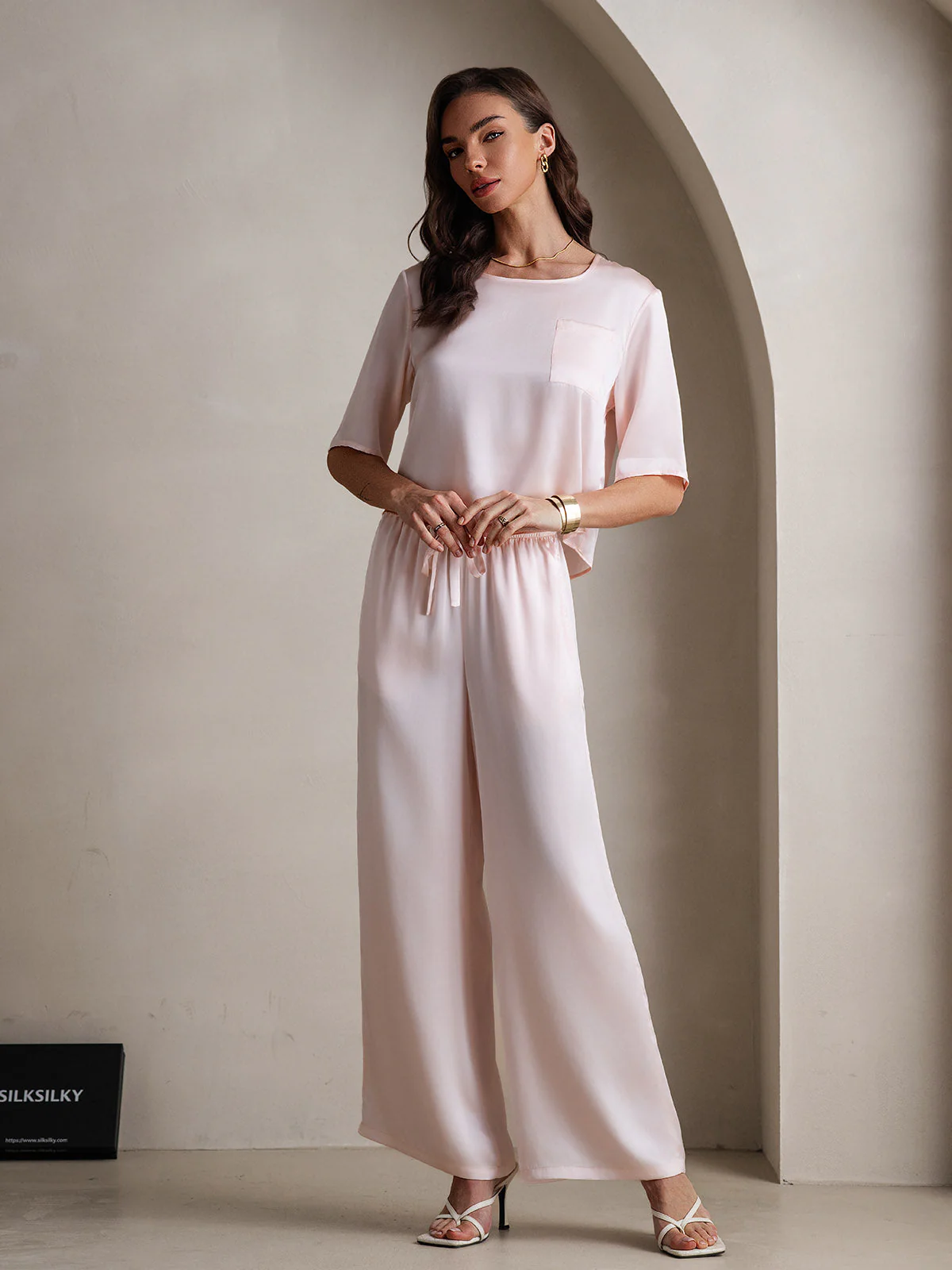 Femme Pyjamas Pure Soie Manches longues - Image 17