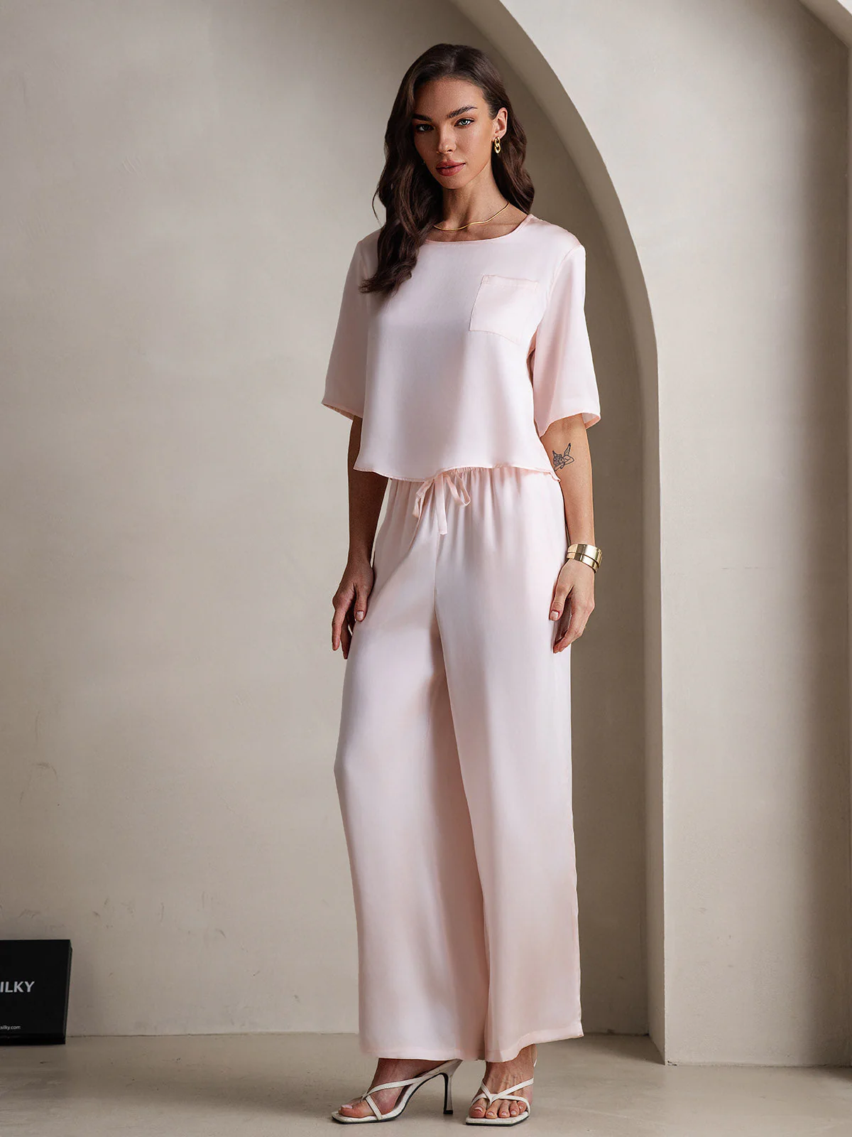Femme Pyjamas Pure Soie Manches longues - Image 18
