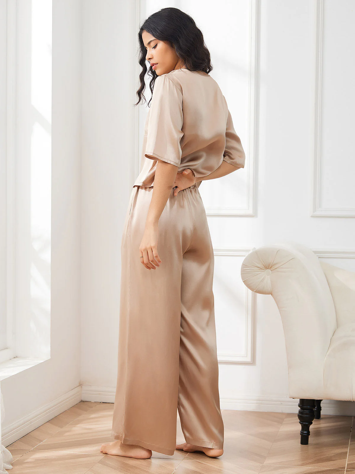 Femme Pyjamas Pure Soie Manches longues - Image 2