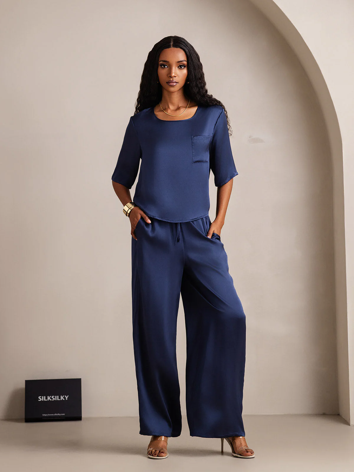 Femme Pyjamas Pure Soie Manches longues - Image 27