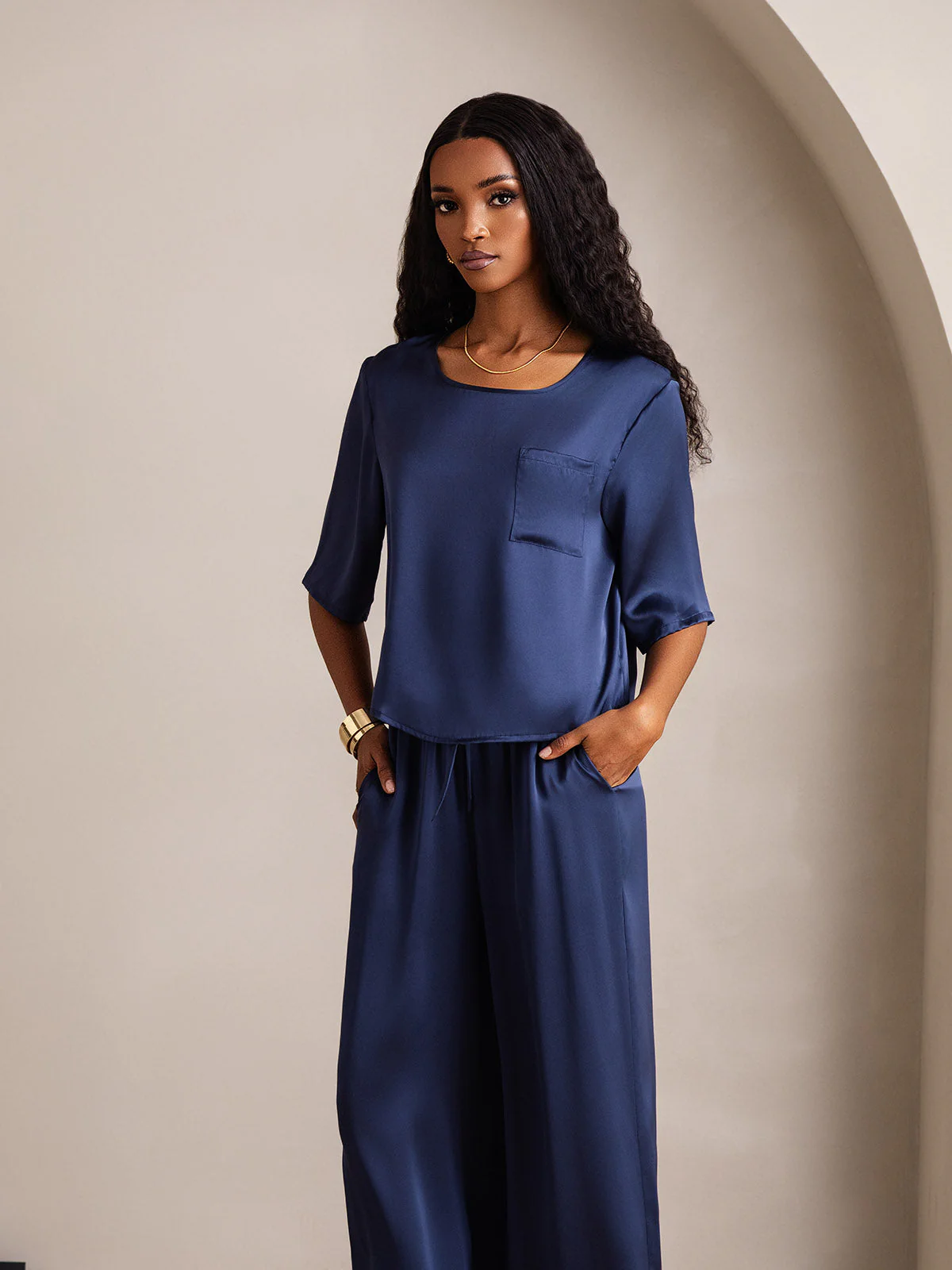 Femme Pyjamas Pure Soie Manches longues - Image 29