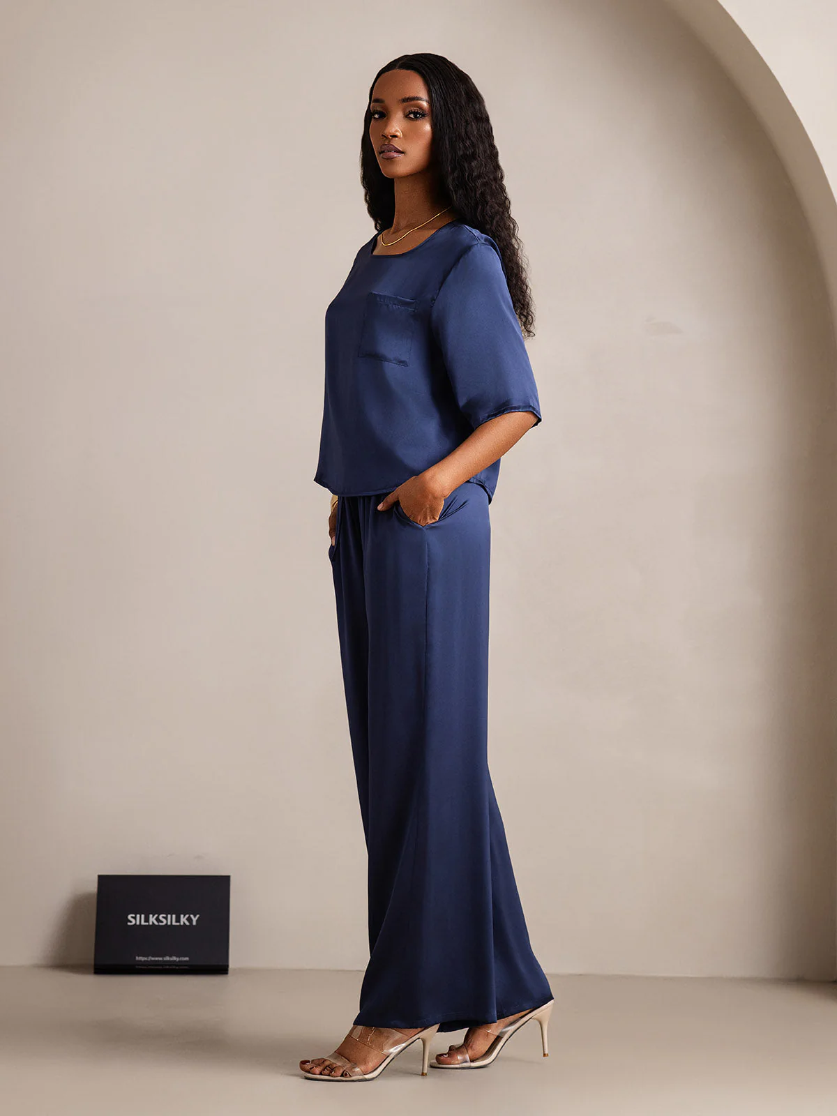 Femme Pyjamas Pure Soie Manches longues - Image 30