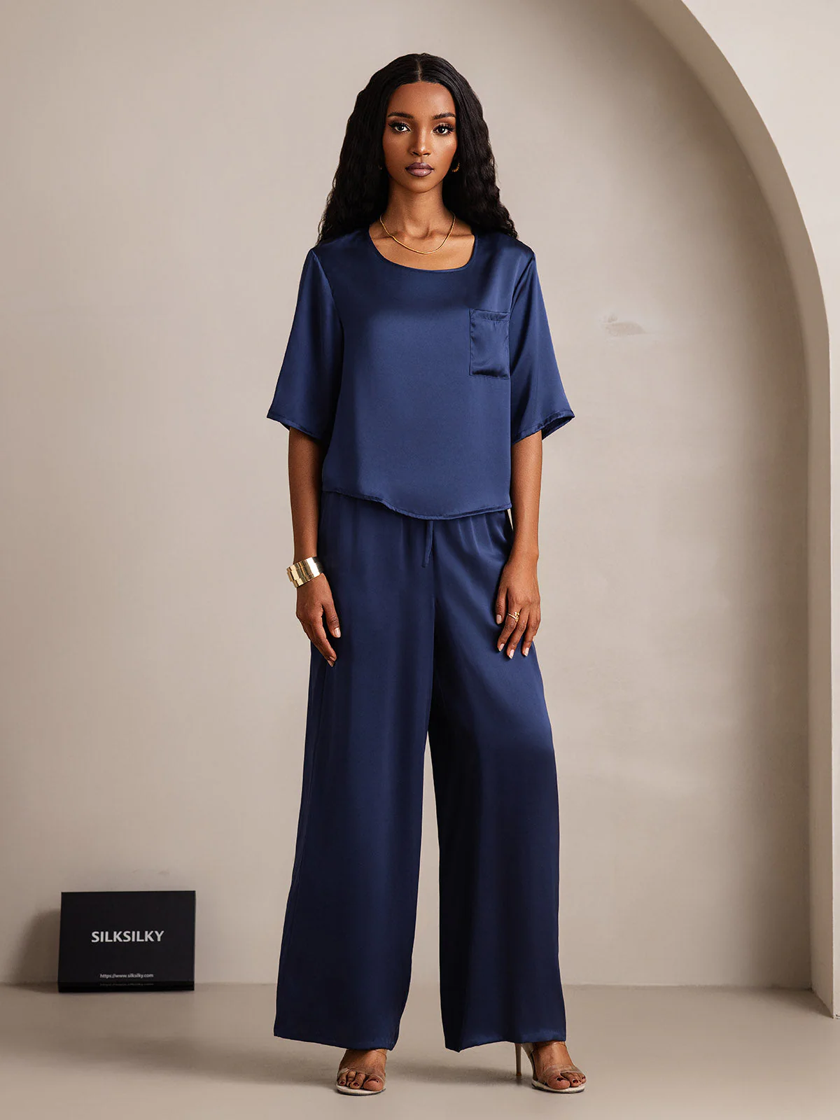 Femme Pyjamas Pure Soie Manches longues - Image 31