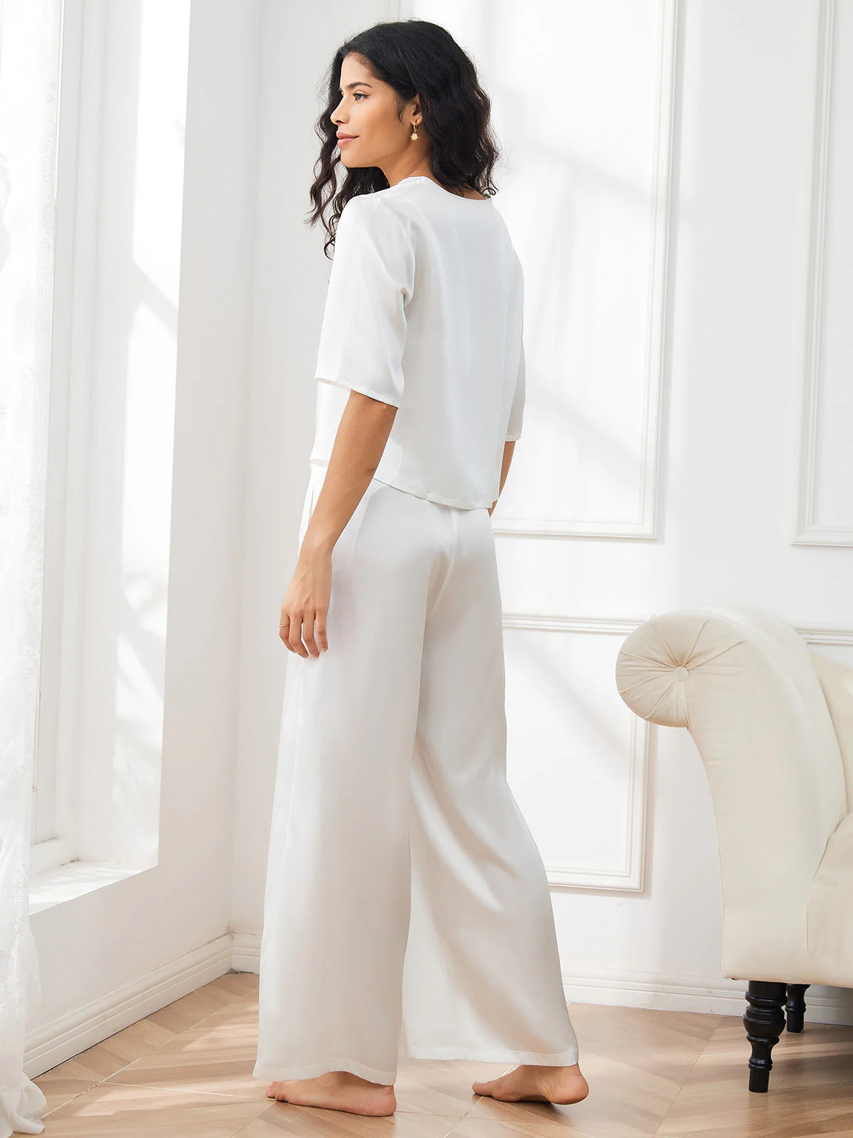 Femme Pyjamas Pure Soie Manches longues - Image 36