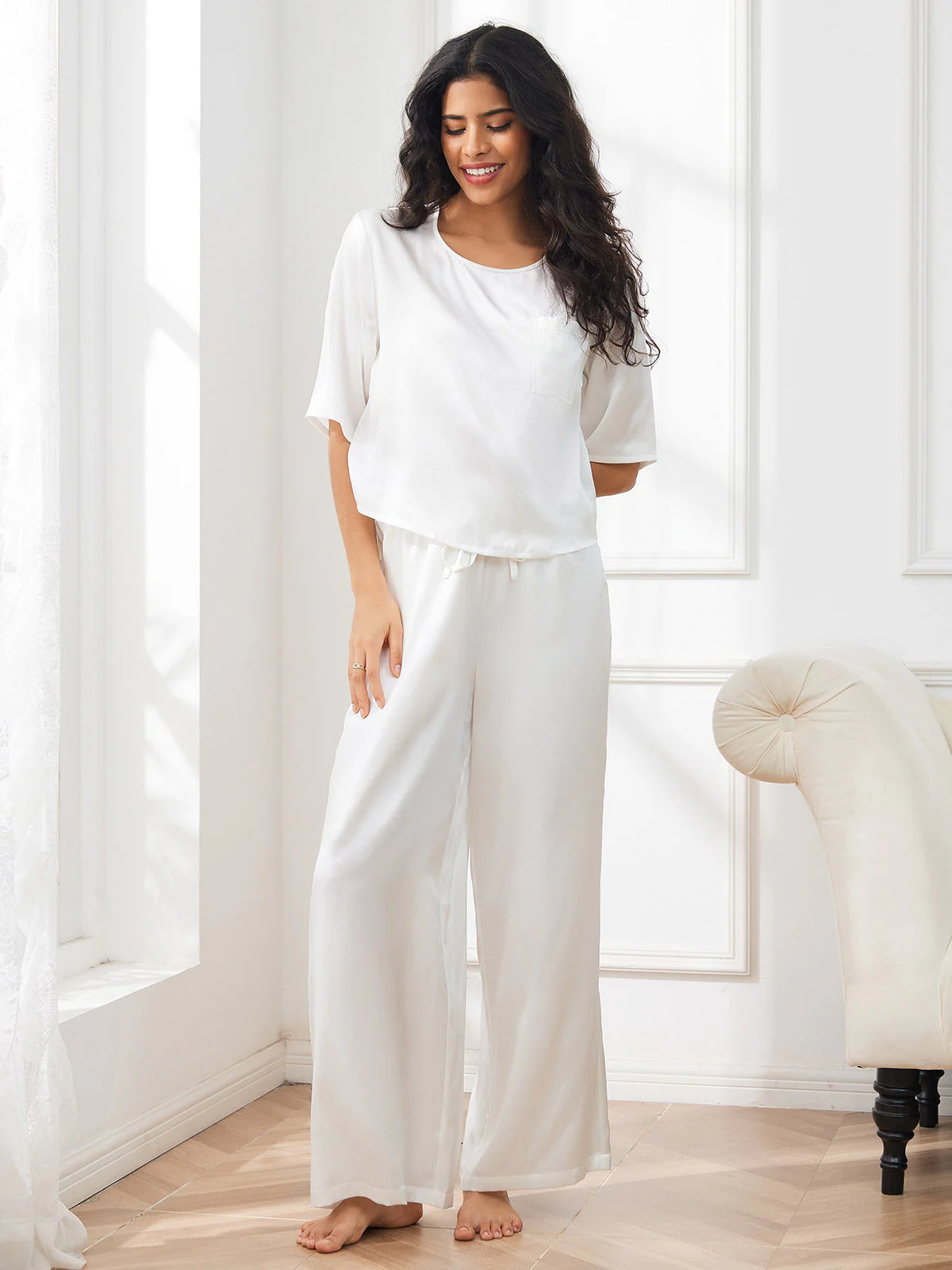 Femme Pyjamas Pure Soie Manches longues - Image 37