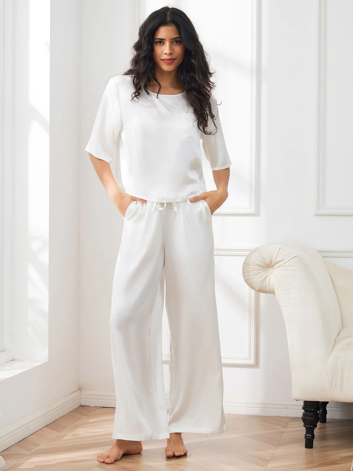 Femme Pyjamas Pure Soie Manches longues - Image 38