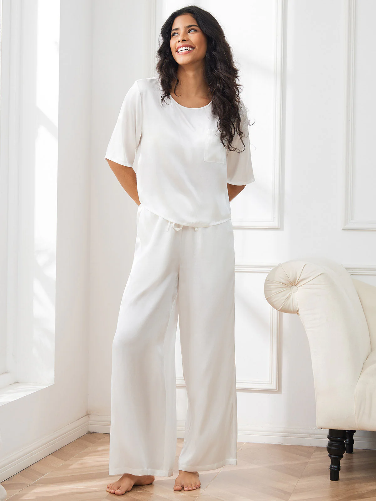 Femme Pyjamas Pure Soie Manches longues - Image 39