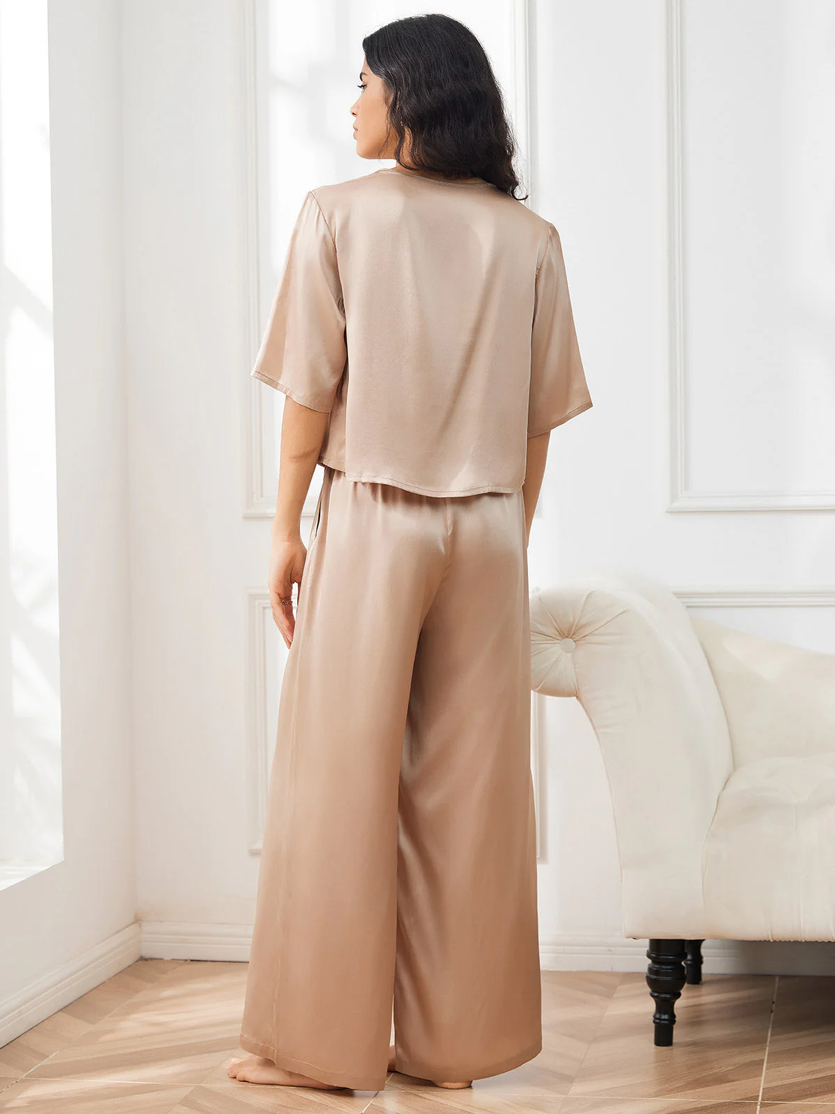 Femme Pyjamas Pure Soie Manches longues - Image 5