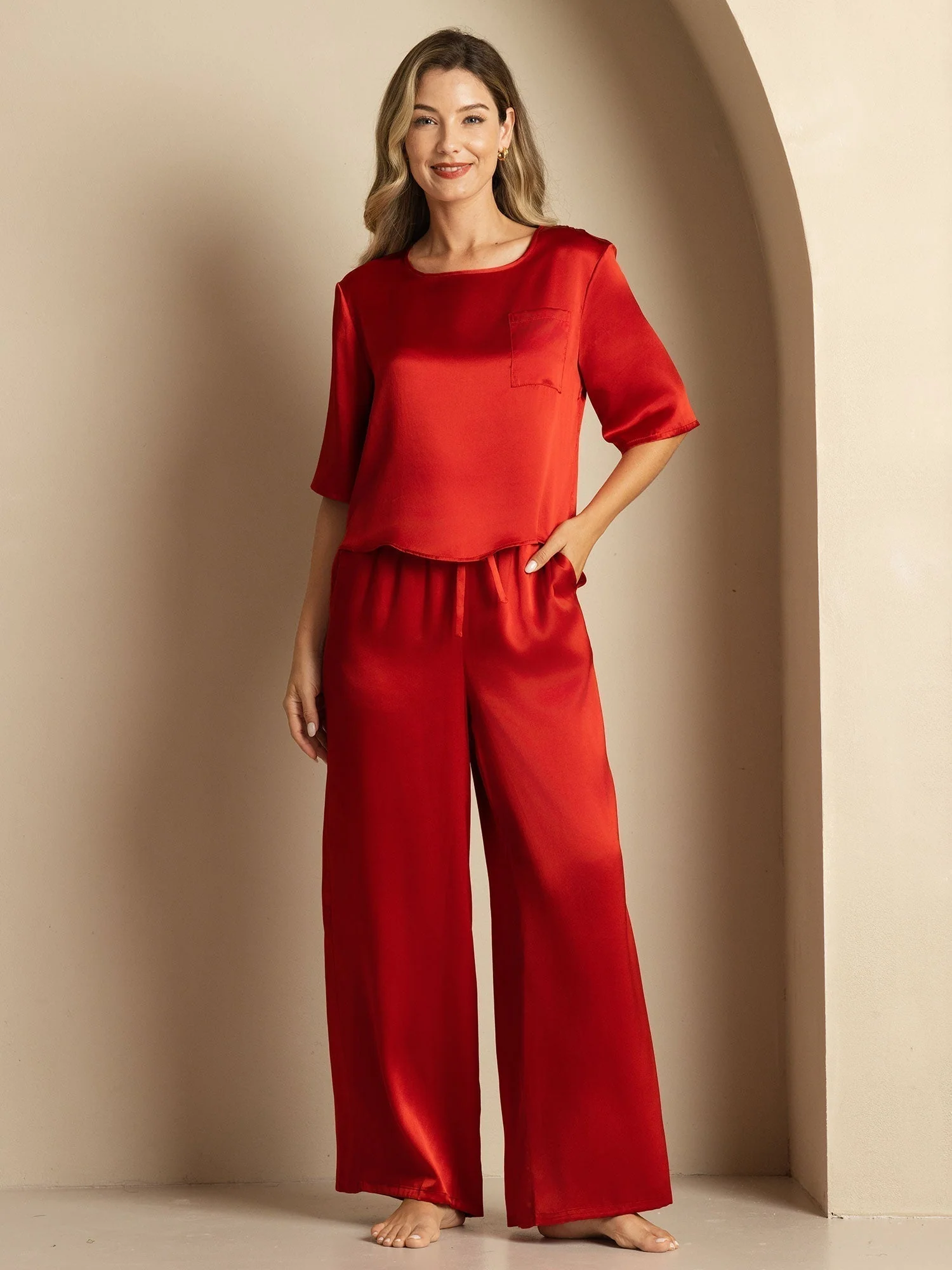 Femme Pyjamas Pure Soie Manches longues - Image 54