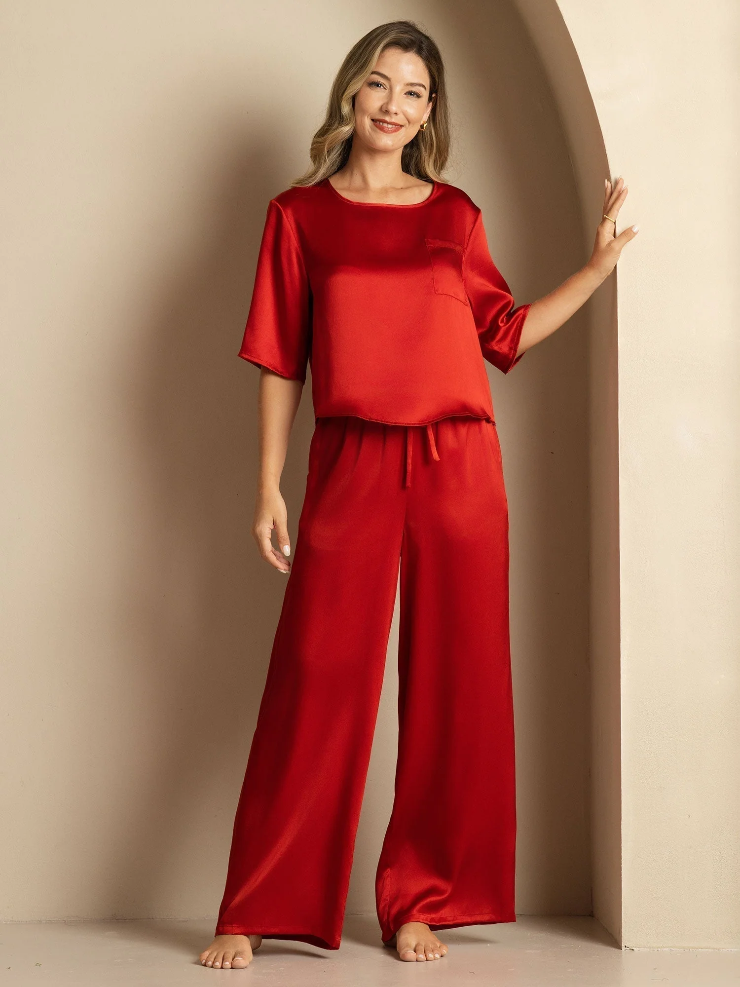 Femme Pyjamas Pure Soie Manches longues - Image 56