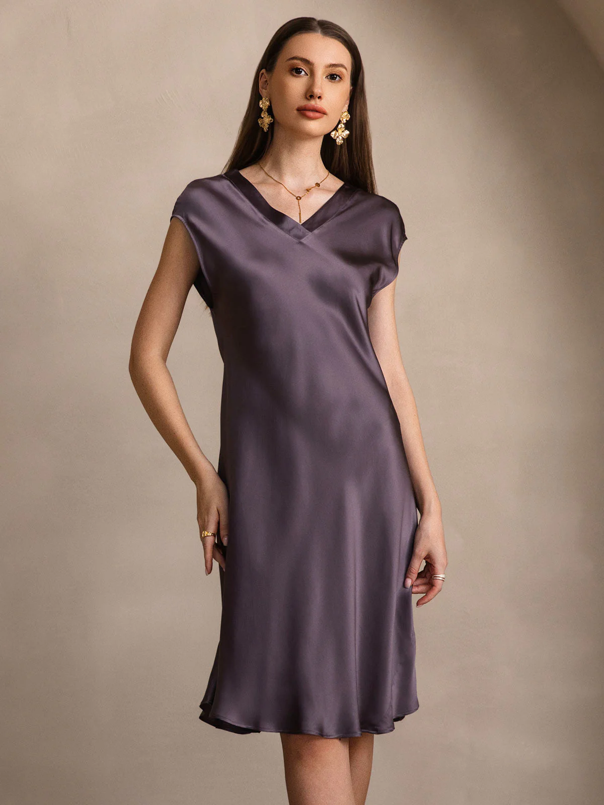 Chemise De Nuit À Manches Courtes En Soie De Mûrier 100% Pour Femmes - Image 23