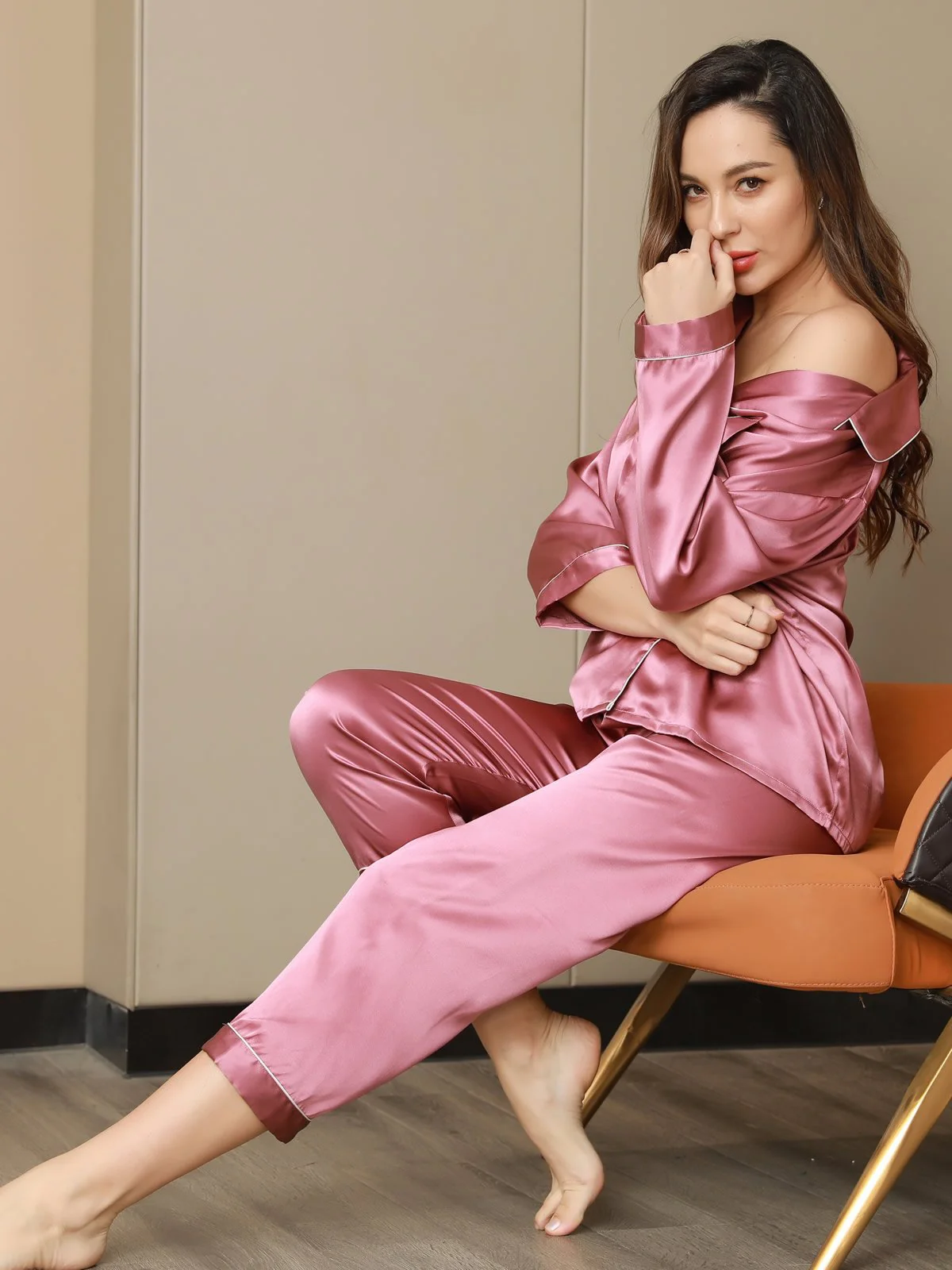 Pyjama Classique En Soie De Mûrier 100% Pour Femmes - Image 42