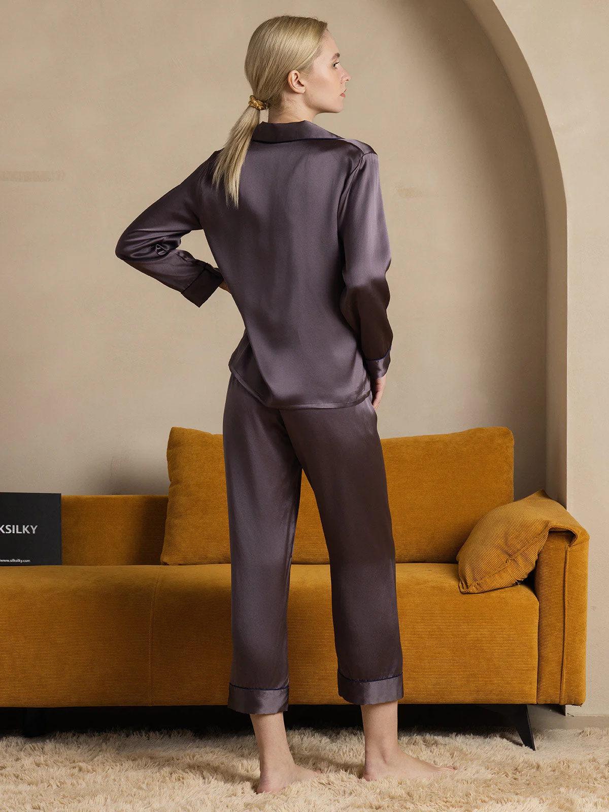 Pyjama Classique En Soie De Mûrier 100% Pour Femmes - Image 45