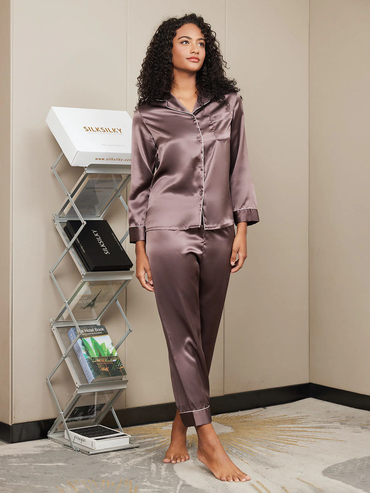 Pyjama Classique En Soie De Mûrier 100% Pour Femmes - Image 56