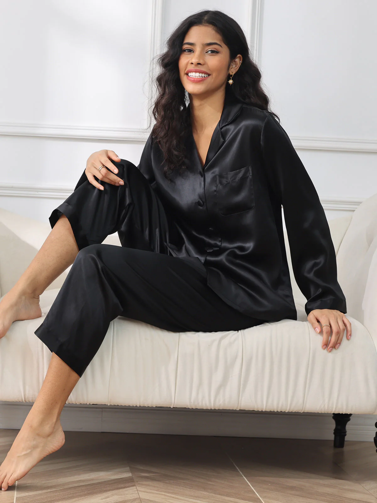 Pyjama À Manches Longues En Soie De Mûrier 100% Pour Femmes - Image 14