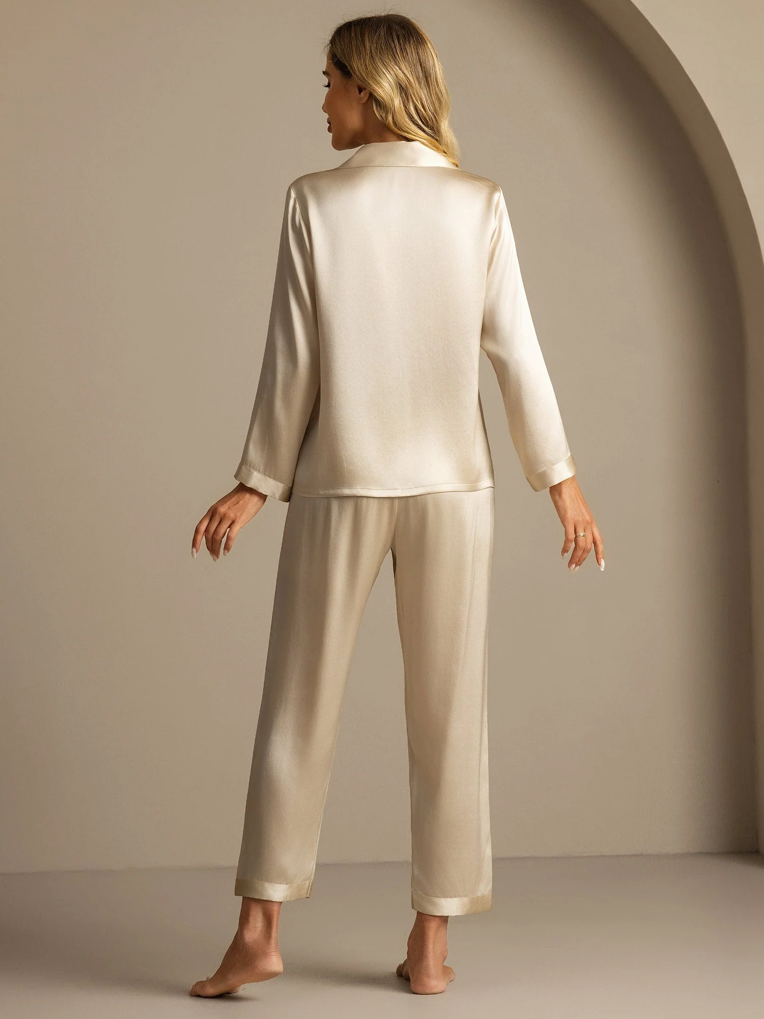 Pyjama À Manches Longues En Soie De Mûrier 100% Pour Femmes - Image 20