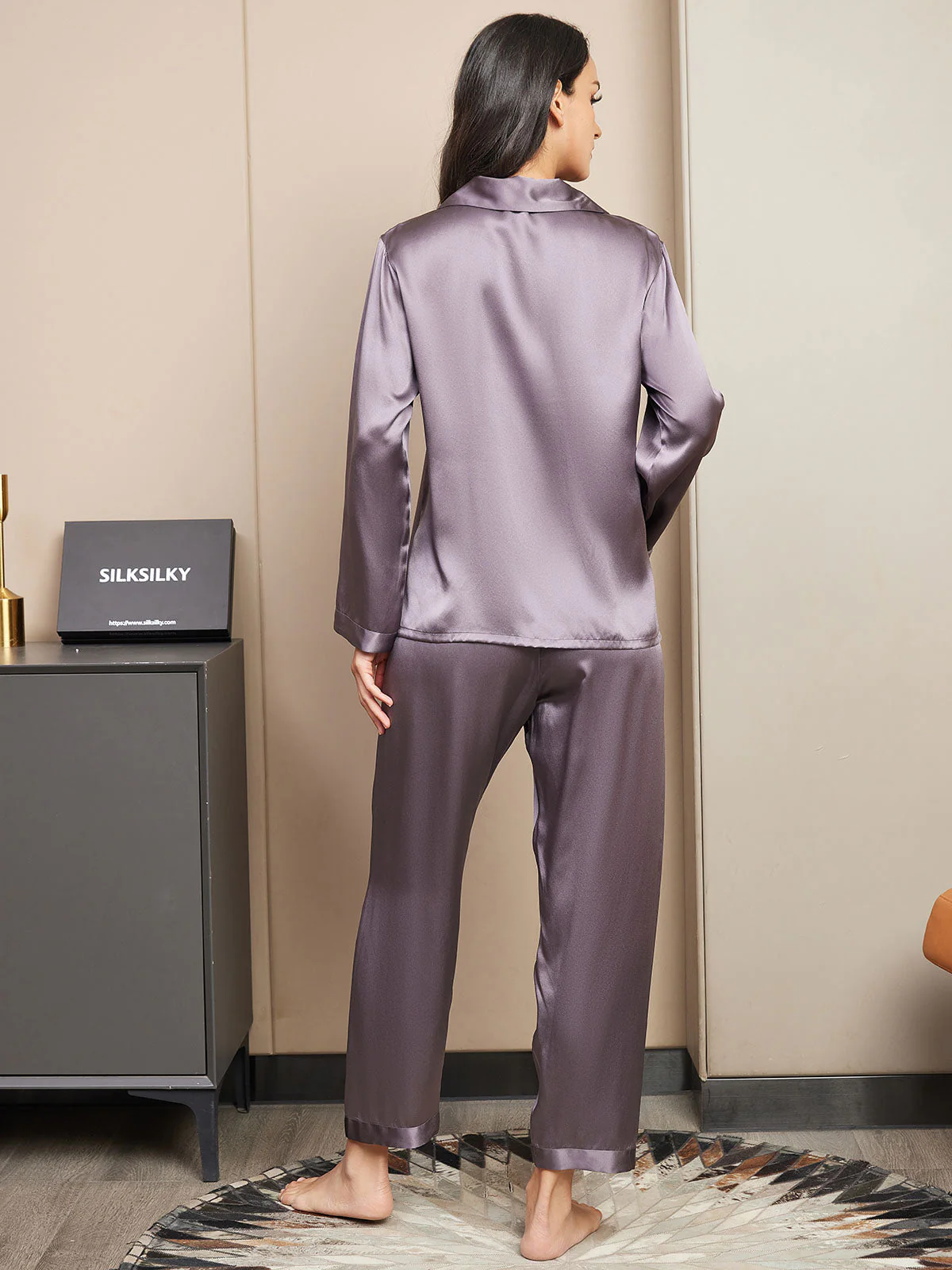 Pyjama À Manches Longues En Soie De Mûrier 100% Pour Femmes - Image 33