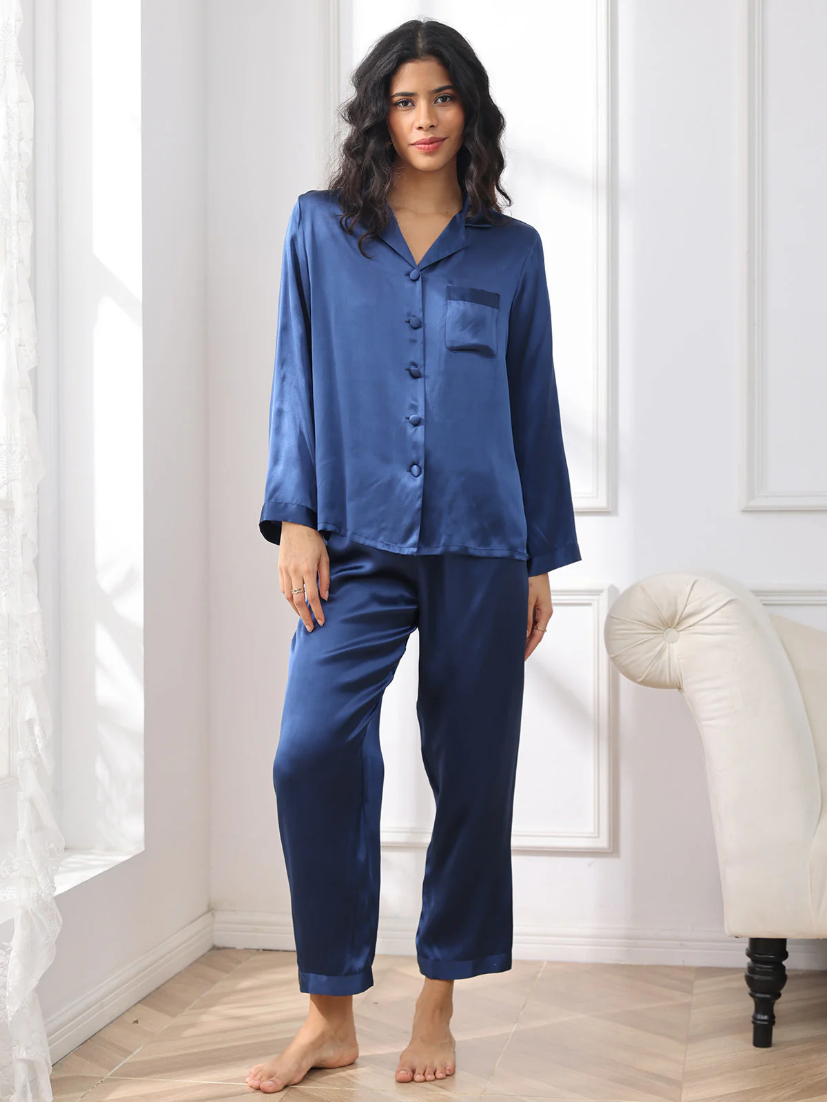 Pyjama À Manches Longues En Soie De Mûrier 100% Pour Femmes - Image 39