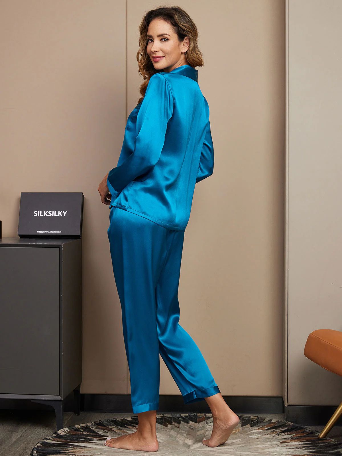 Pyjama À Manches Longues En Soie De Mûrier 100% Pour Femmes - Image 66