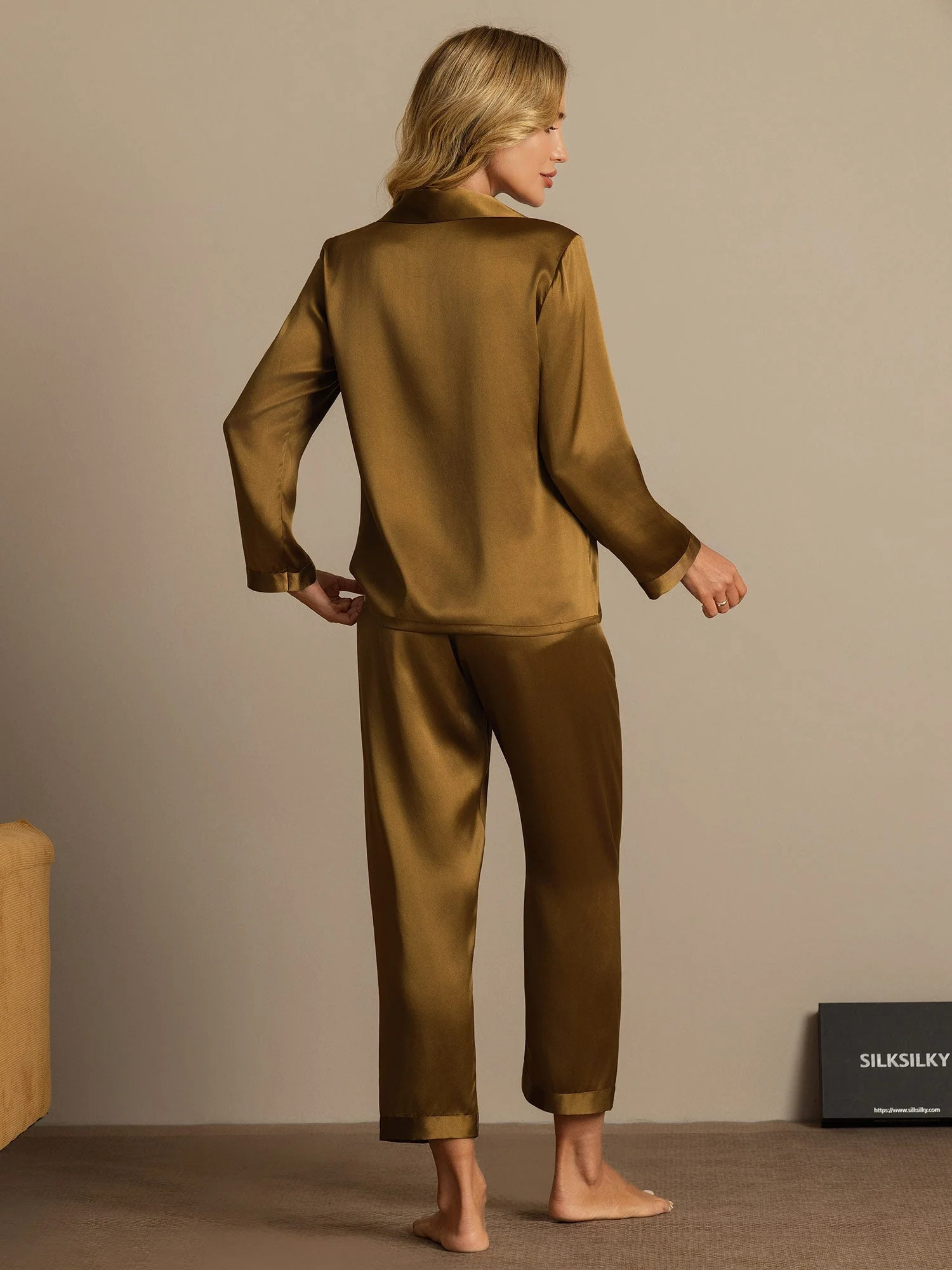 Pyjama À Manches Longues En Soie De Mûrier 100% Pour Femmes - Image 71