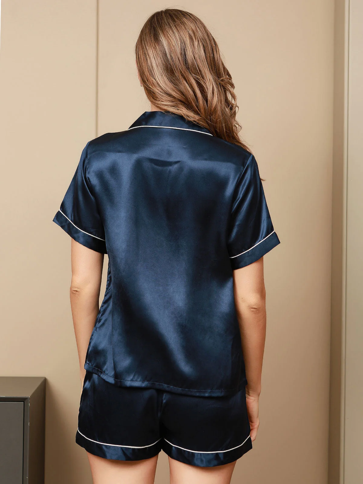 Pyjama À Manches Courtes En Soie De Mûrier 100% Pour Femmes - Image 13